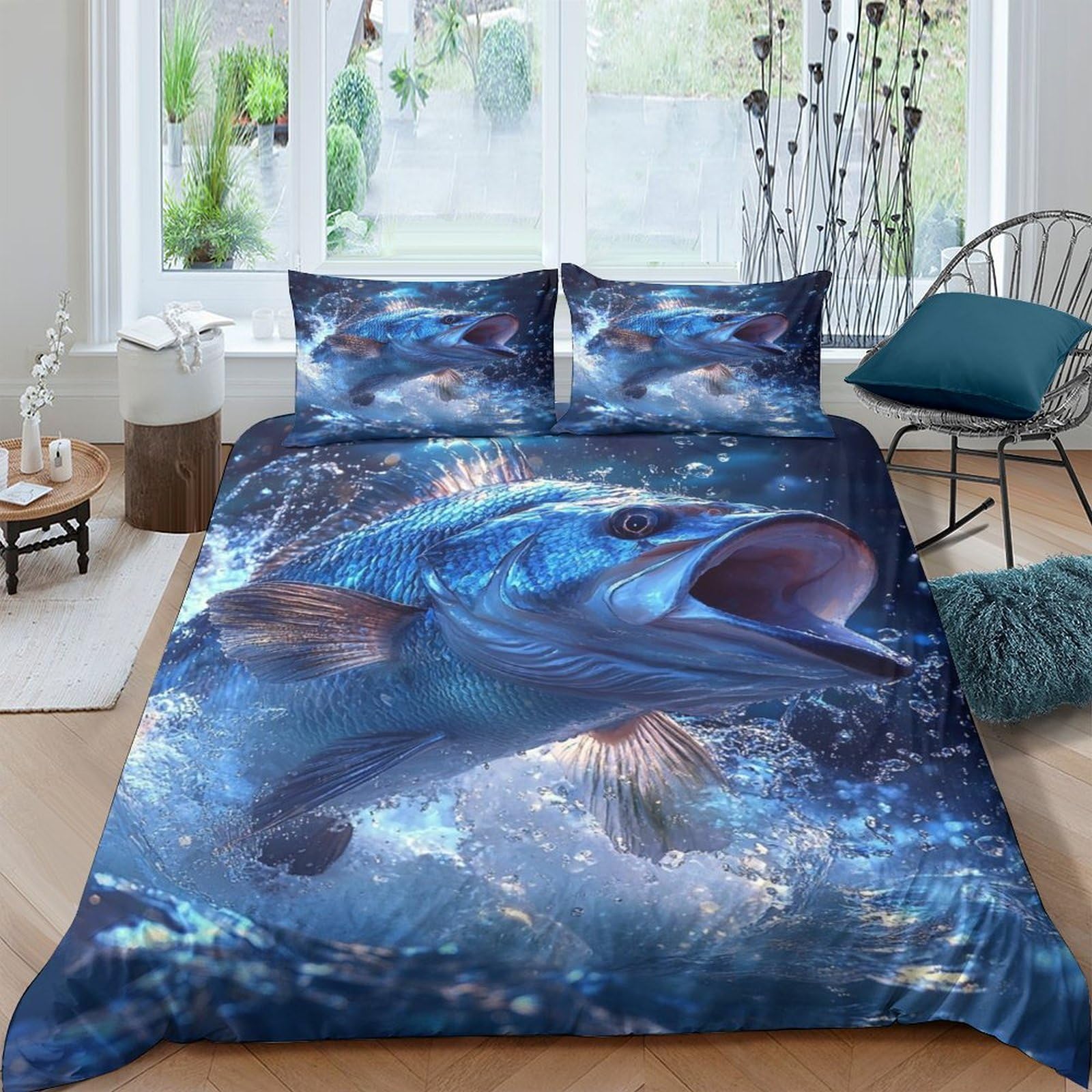 Ctjqhvkz Style-7 3D Printed Ocean Blue Shark Fitted Sheet Microfiber Soft Breathable Underwater Waves Mattress Cover For Bedroom Decor Single（135X200cm）
