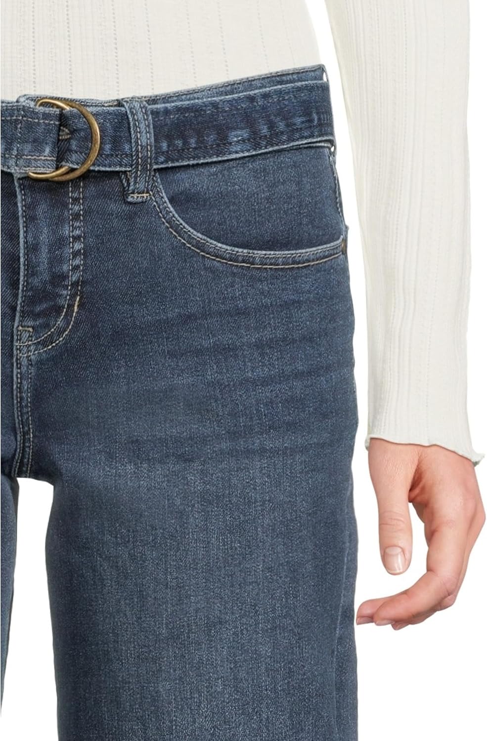 Liverpool Los Angeles Petite Mid-Rise Belted Crop Wide Leg Jeans 25" - Image 4