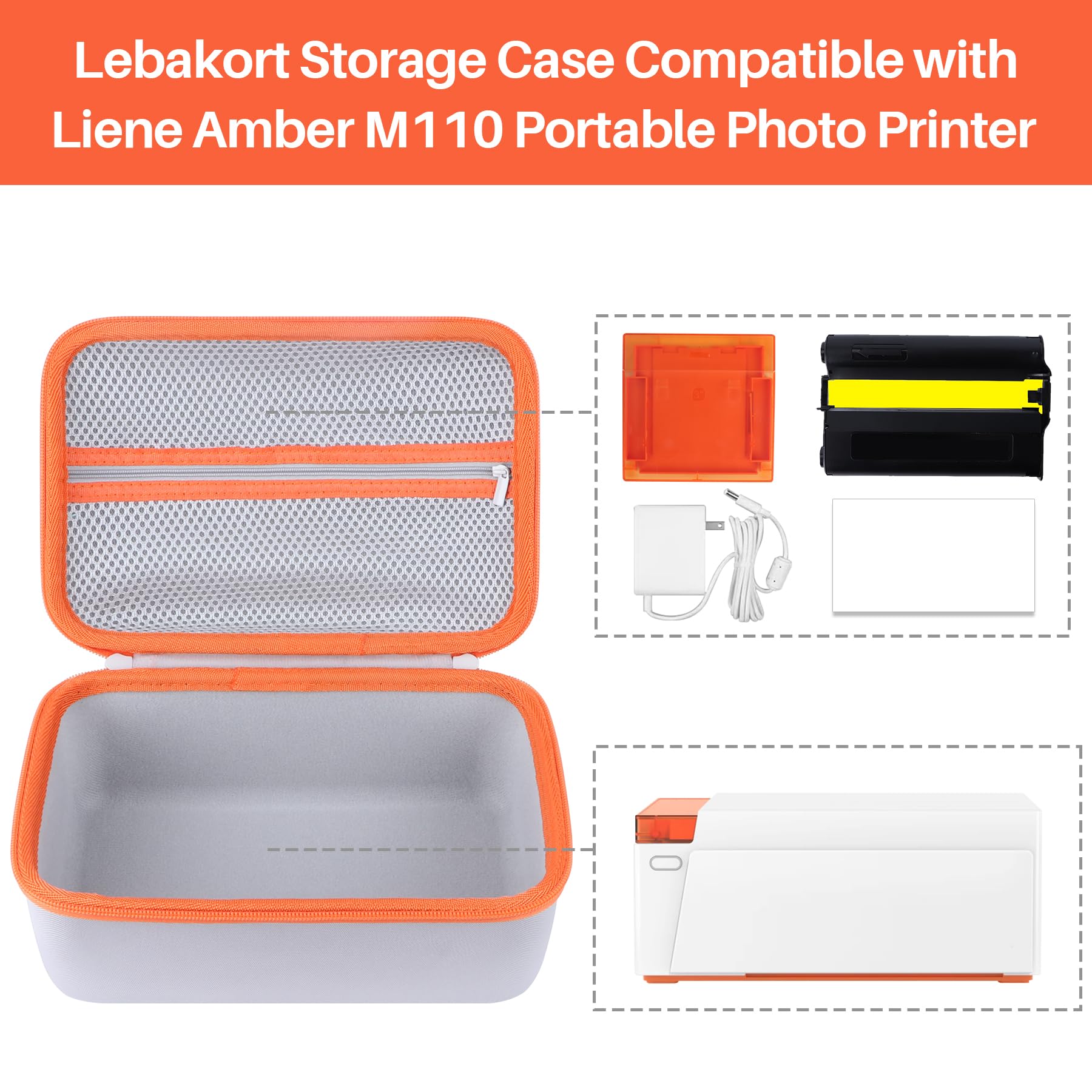 Lebakort Hart Schutz Hülle Etui Tasche für Liene Amber M110 Mini Fotodrucker für Smartphone