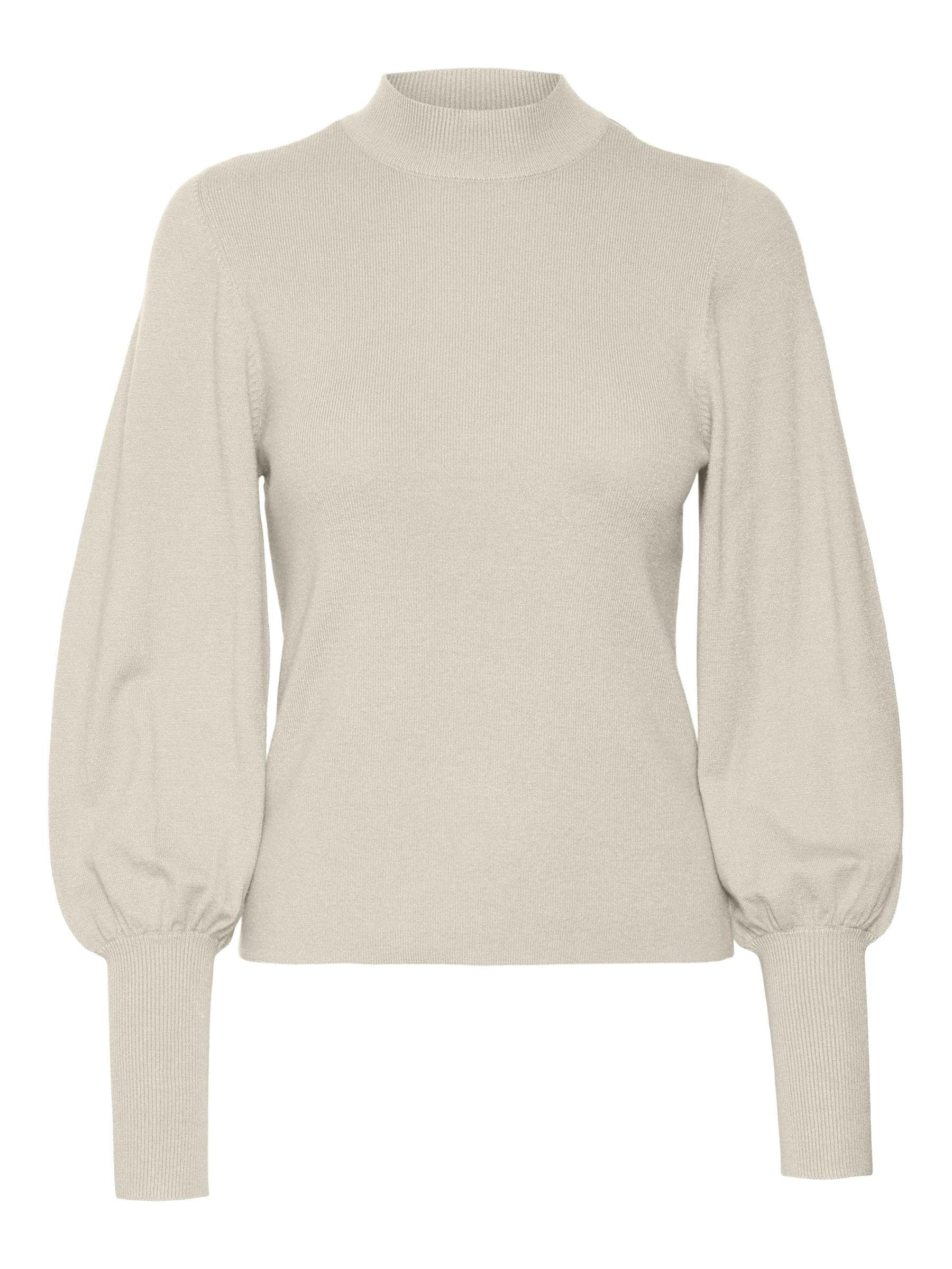 VERO MODA Damen Strickpullover VMHOLLYKARISPUFF – Mit Stehkragen & Ballonärmeln, Nachhaltige Livaeco-Faser