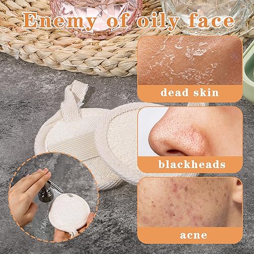 Organic Loofah Face Scrubber Pads - 4Pcs Exfoliating Sponge