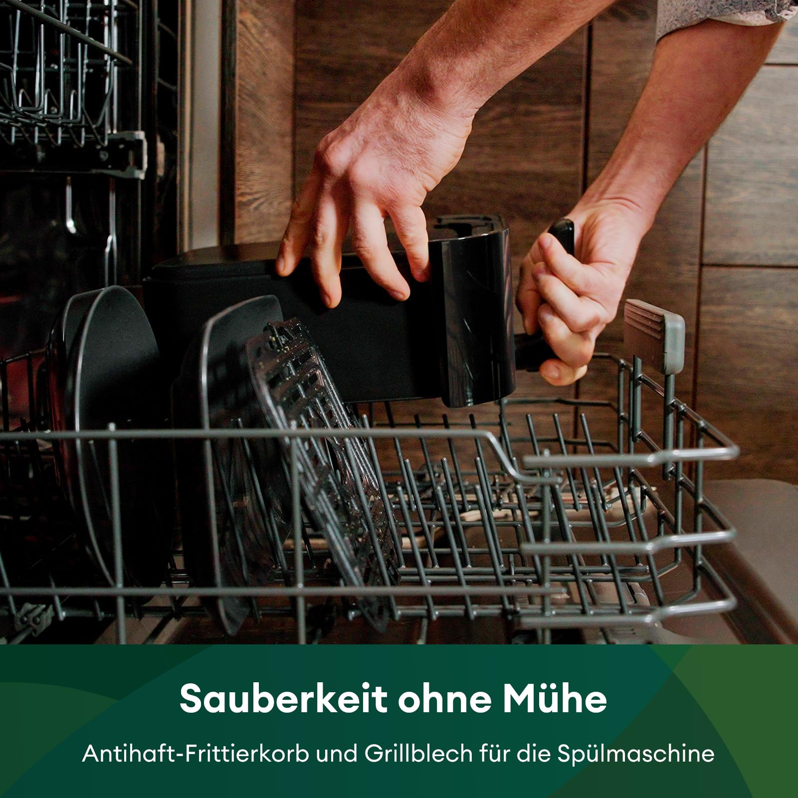 CHEFREE Dual Zone Heißluftfritteuse mit Sichtfenster, 8L XL Kapazität Doppel-Airfryer,LED-Touchscreen,Antihaftbeschichtung, 8-in-1 ,Smart und Timer-Funktion,spülmaschinenfeste Körbe,Schwarz,AFW20