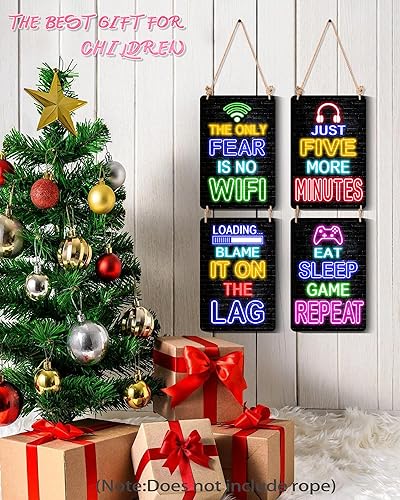 Miniatura 6 de Drsoum Decoración de pared de videojuegos para niños, decoración de pared de neón para sala de juegos de 12 x 8 pulgadas, juego de 4 - Decoración de
