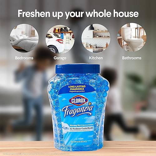 Miniatura 4 de Clorox - Aromatizante de ambiente en perlas de gel cristal Fraganzia, con duradero aroma a Cielo Matutino, para hogar, baño o automóvil, paquete