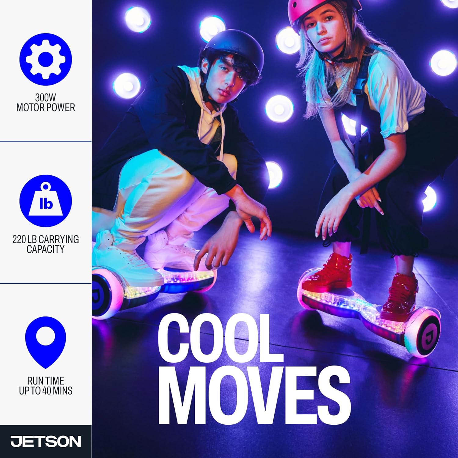 Jetson Pixel Hoverboard, Light-Up Hoverboard with Internal LED Lights, Built-in Bluetooth Speaker, Up to 9 Mph, Ages 12+