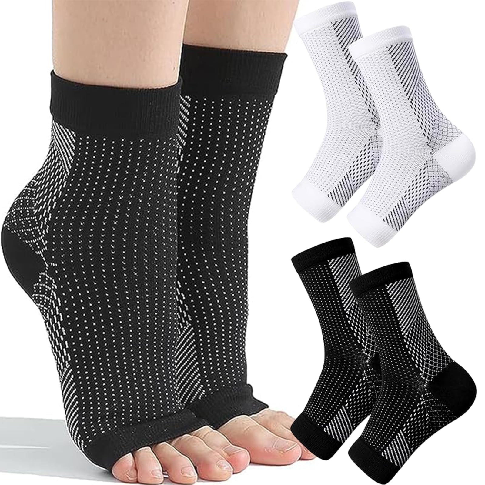WiDream 2 Piezas Calcetines Compresivos, Sport Calcetines Fascitis Plantar, Calcetines de Compresión, para Mujer y Hombre Aliviar El Dolor De Pies(L-XL)