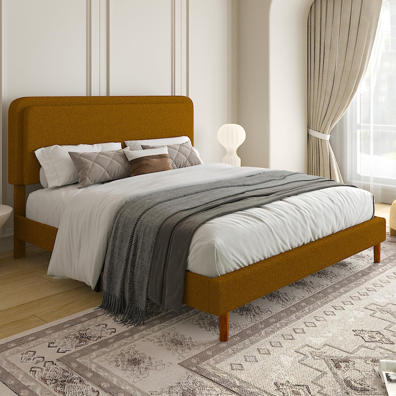 Photo 1 of (no headboard) Mxhtcewz King Size Boucle Platform Bed Frame