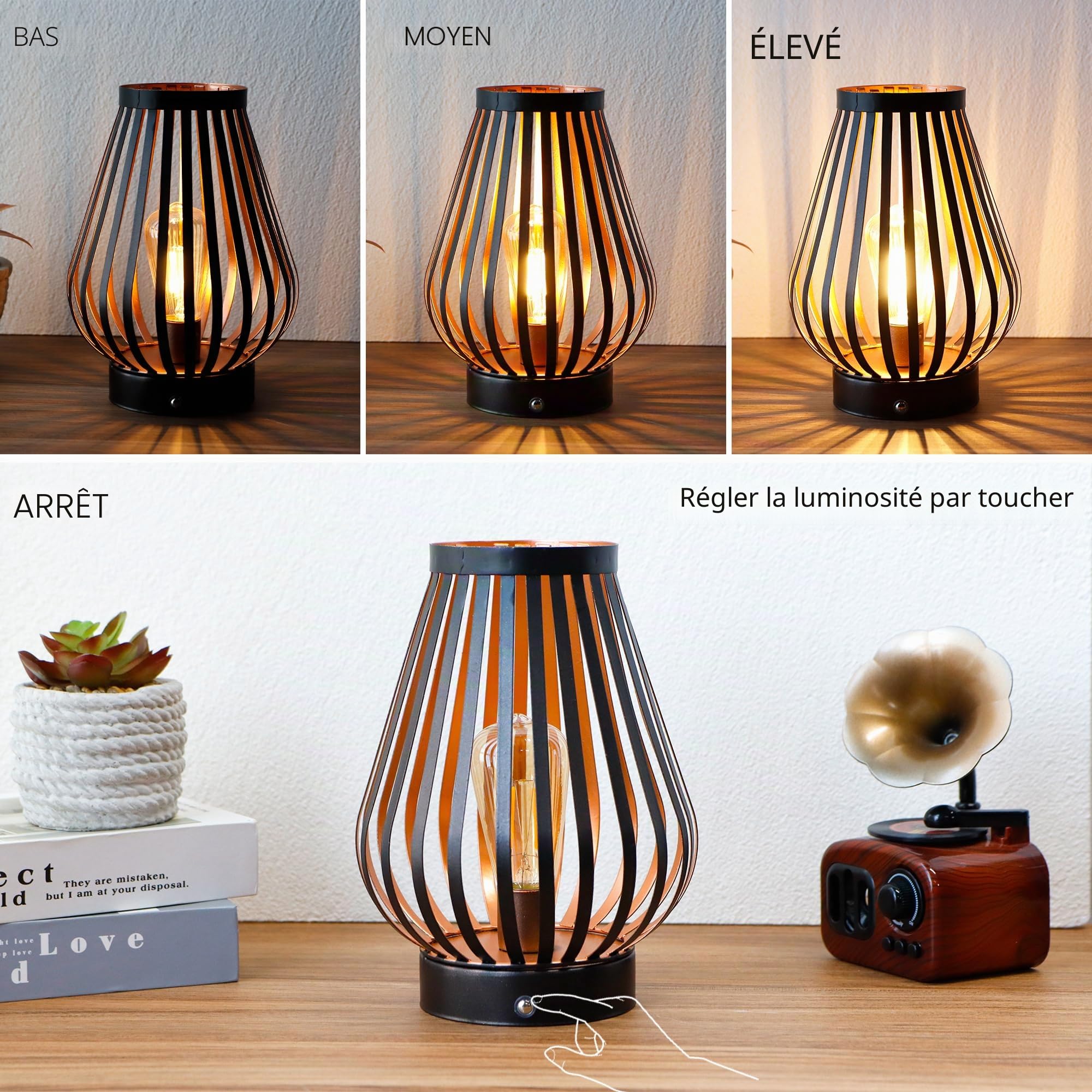 JHY DESIGN metal cage LED lanterne 20cm de hauteur alimenté par batterie sans fil LED edison ampoule de style parfait pour la fête de mariage événement patio intérieur extérieur décoration de Noël