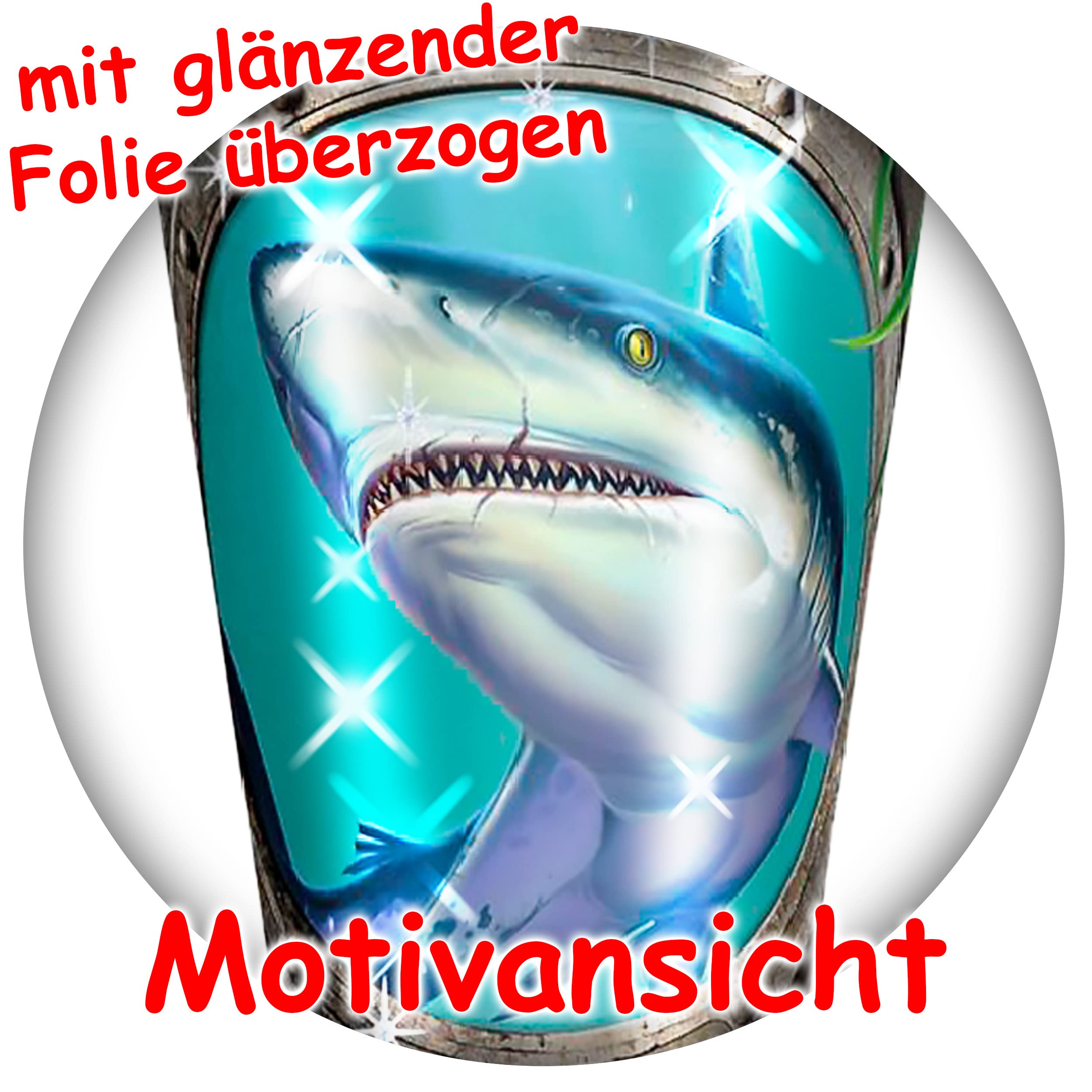 alles-meine.de GmbH mit Glitzer Folie ! Schultüte - Hai Fisch 70-85 cm Größe wählbar mit Holzspitze inkl. komplette Füllung + Name + Bänder Schleife + Kunststoff Spit..