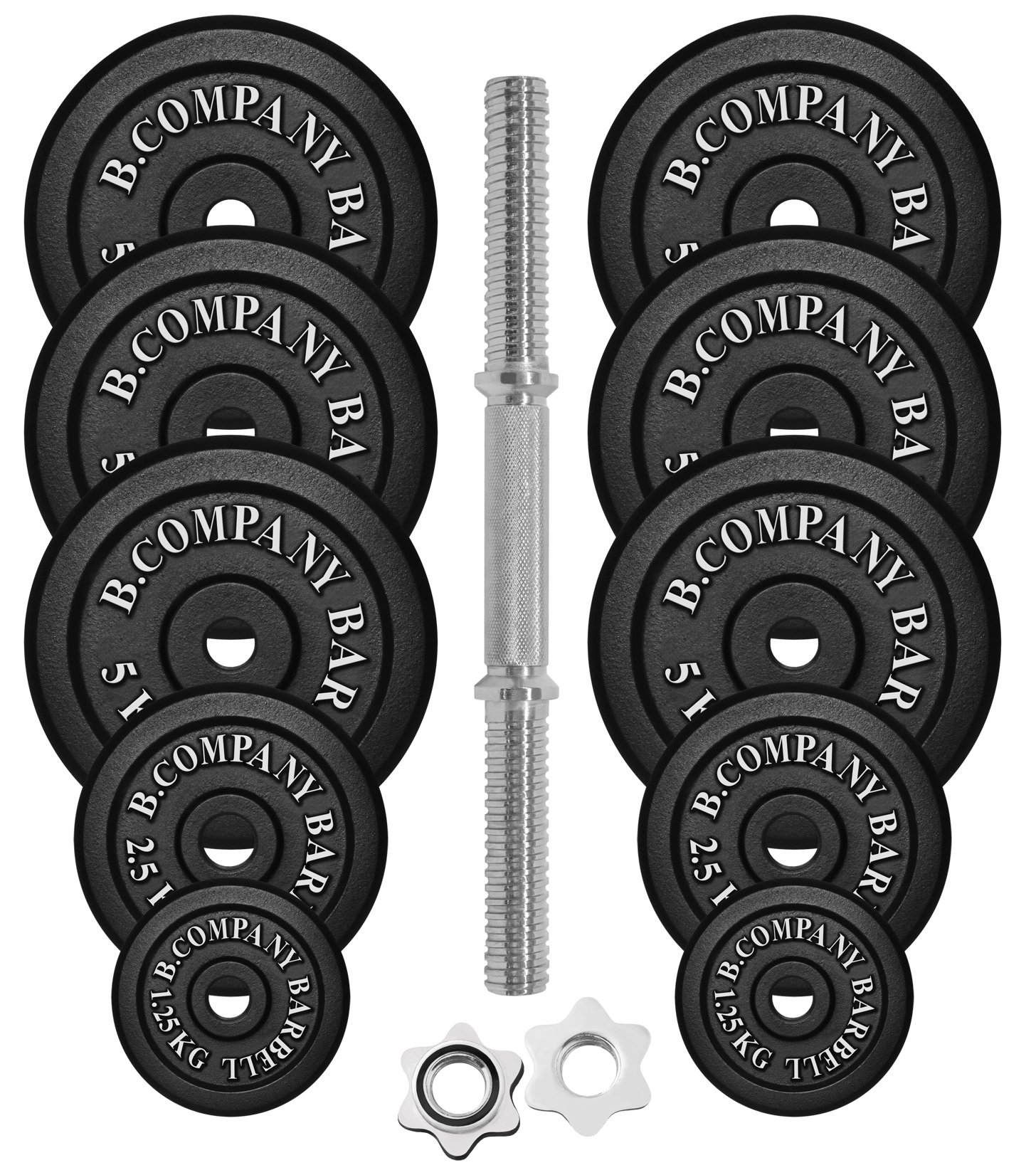 Guss Kurzhantel-Set 40Kg (1 x Kurzhantelstange 45cm, 2x1,25, 2x2,5 und 6x5Kg Hantelscheiben) Hantelset Hanteln Gewichte