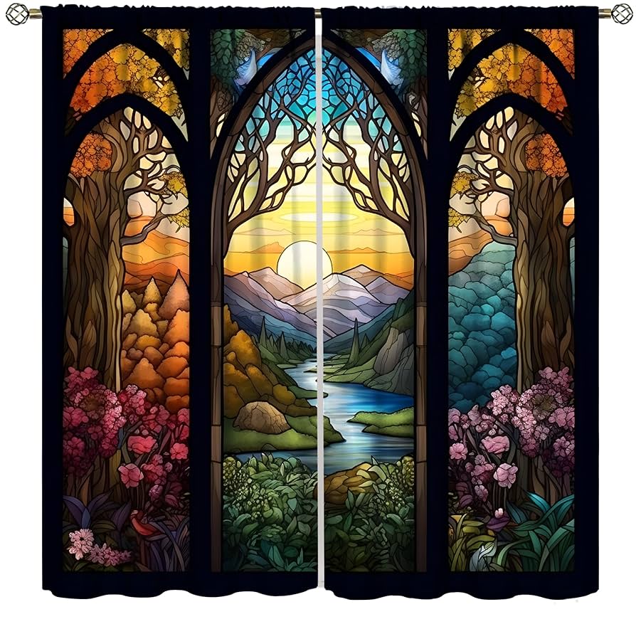 スーザン・ブルデ ヴィンテージ ステンドグラス ハチドリとフクシア 水彩画 絵画 スーザン・ブルデ ヴィンテージ ステンドグラス ハチドリと