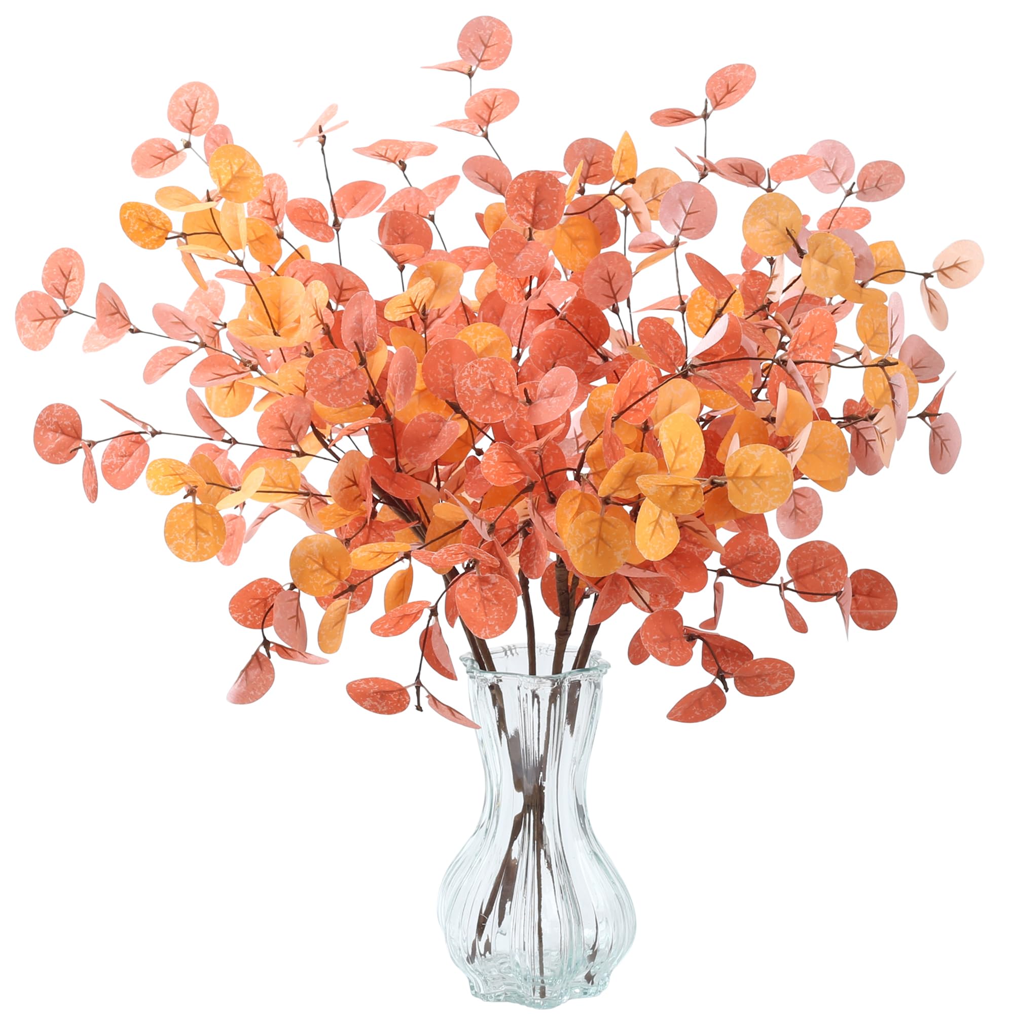 SITUMEIZI 6 Pcs Fall Stems Eucalyptus Artificial Tall Eucalyptus Leaves Fall Decor Autumn Decorations for Fall Halloween Thanksgiving Decor Farmhouse Floral Arrangement