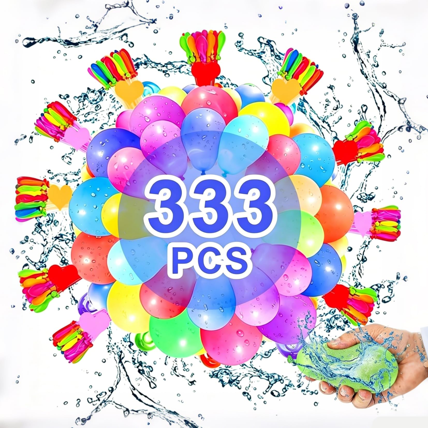 333PCS Water Balloons Self Sealing Quick Easy Fill,Reusable Water Bombs for Pool & Beach, Colorful Water Balloons for Kids and Adults Summer Outdoor Games and Parties