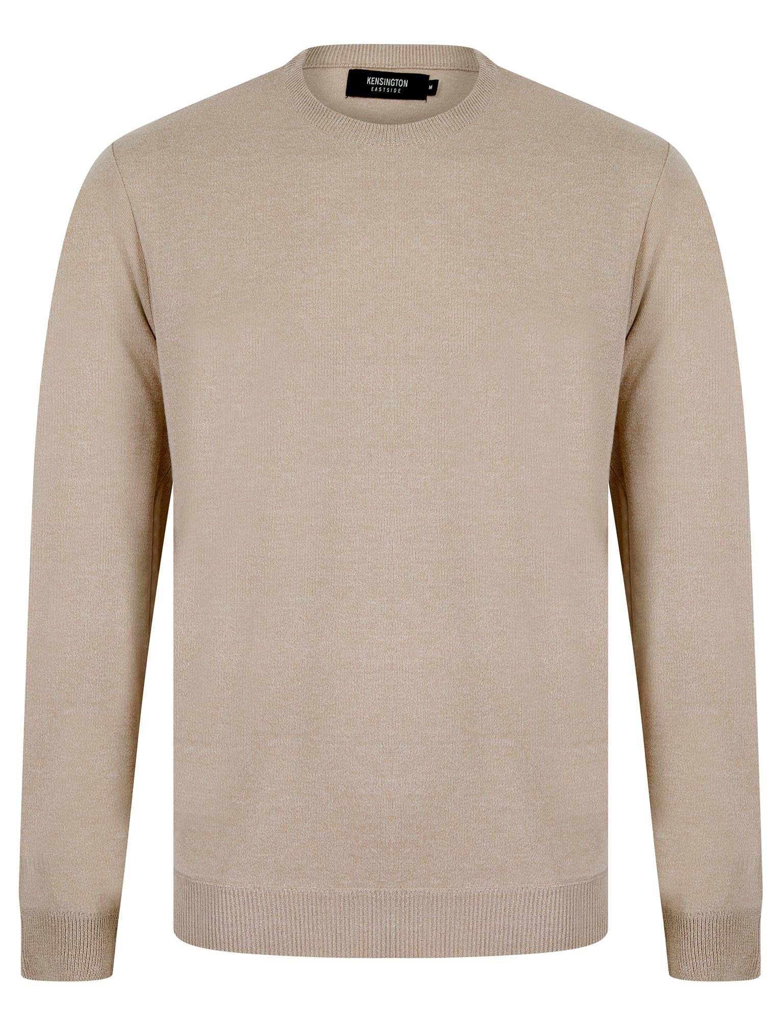 Kensington Eastside Men's Stone Birdseye Knit Pique Crew Neck Jumper