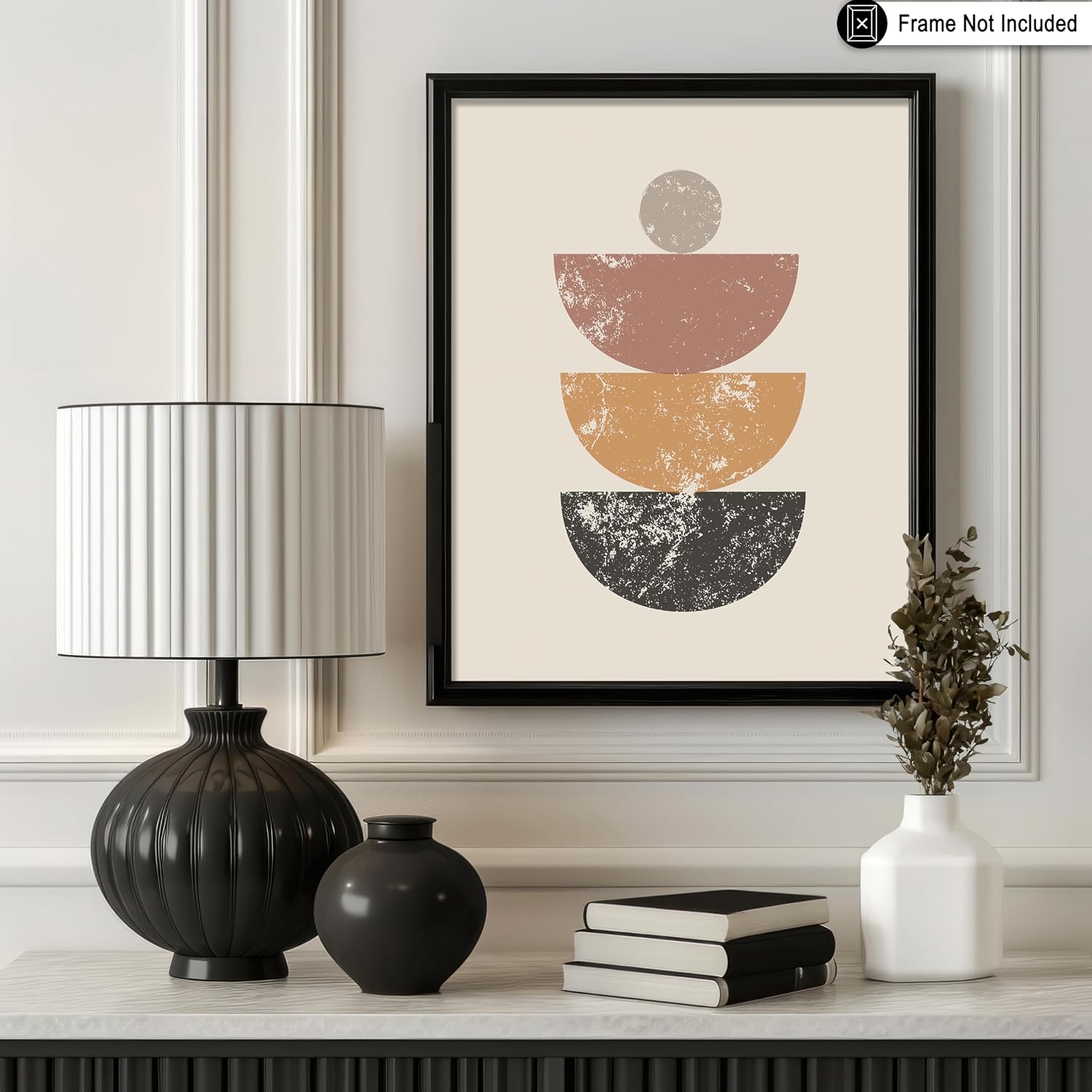 Poster Master Semicircles Print - Boho Geometric Poster - Abstract Art - Trendy Gift for Men & Women - Mid Century Modern Design - Minimal Decor for Office or Living Room - 8x10 UNFRAMED Wall Art