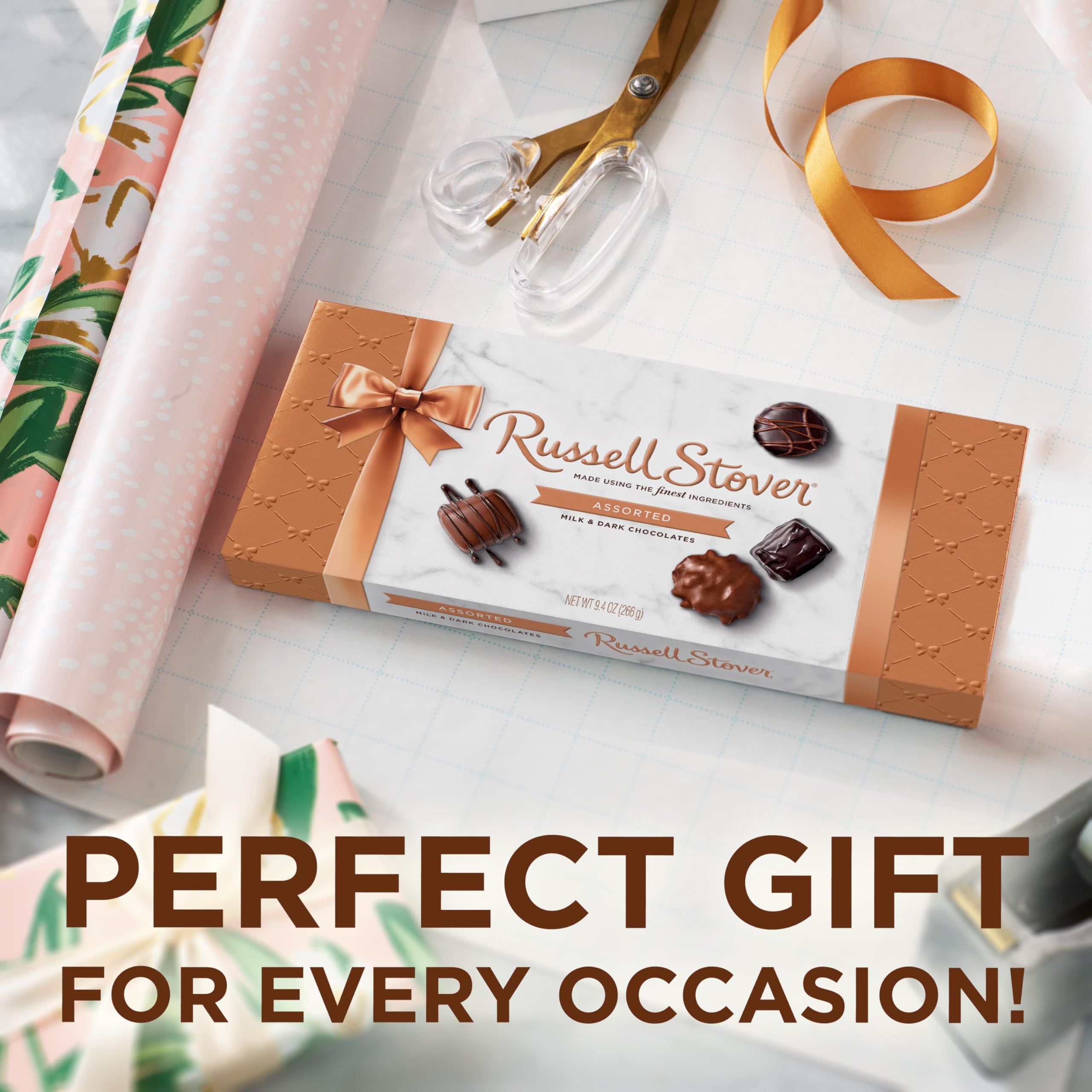 Russell Stover, Assorted Milk and Dark Chocolates, Chocolate Gift Box, 9.4 Ounce (17 Pieces)
