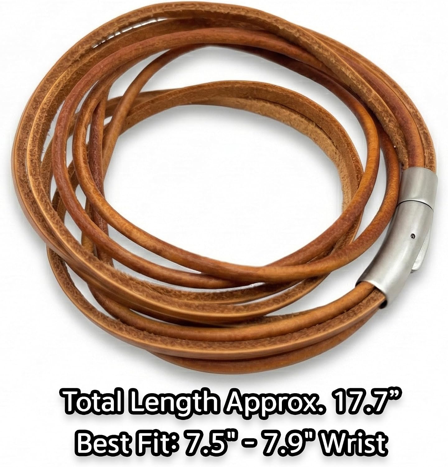 Leporem Leather Cord Bracelet Necklace Surgical Steel Push Lock