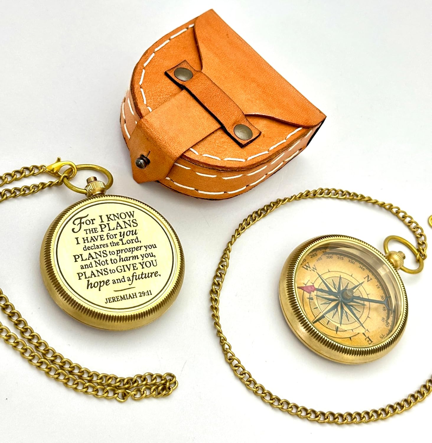 for I Know The Plans I Have for You, Jeremiah 29:11, Brass Engraved Gift Compass, Baptism Gifts for Boys, Girls - First Communion Gifts for Boys, Christian Gifts for Men, Graduation