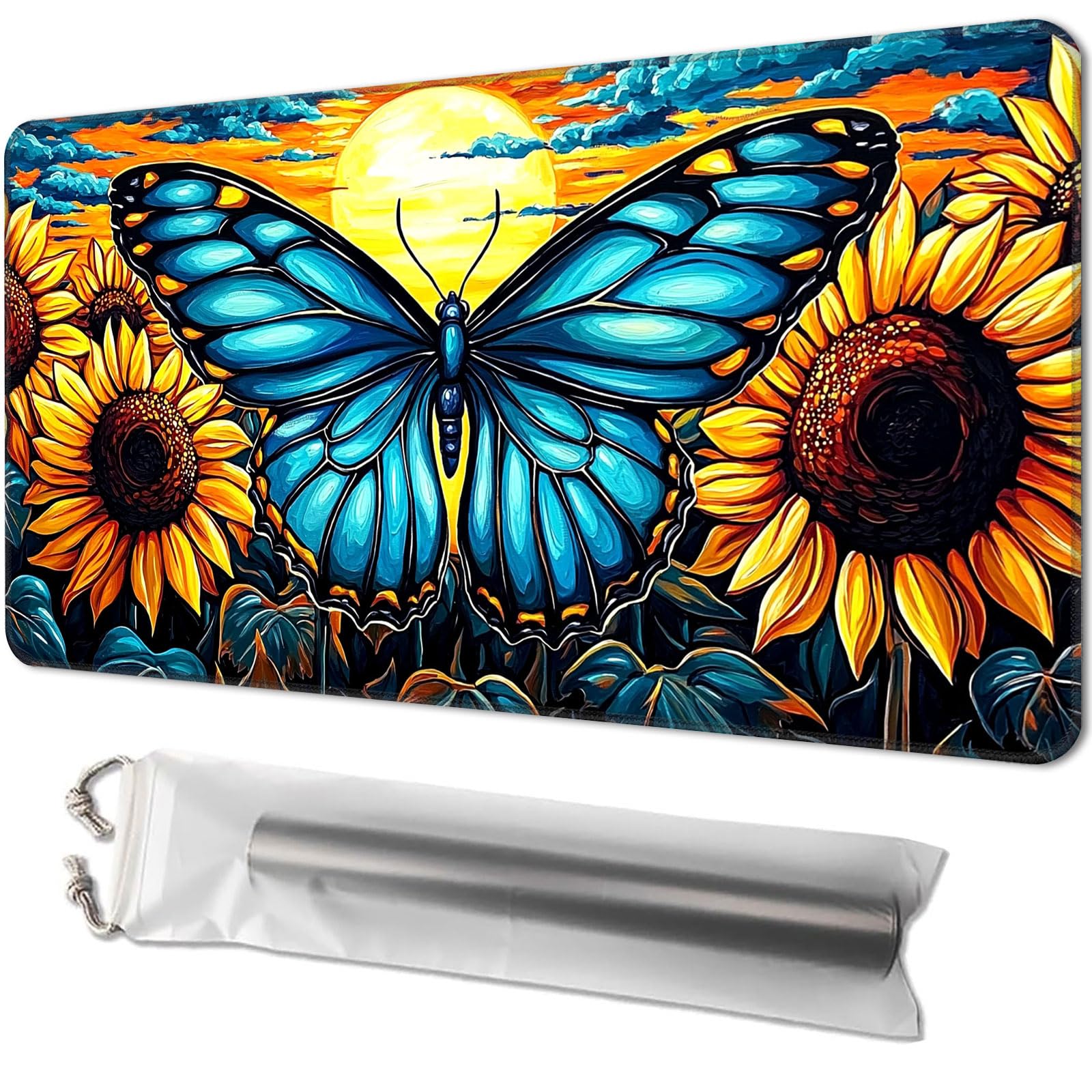Playmat for TCG, with Free Storage Bags, Game Mat 24 x 14 inches, MTG and Board Game Mat for Cards, Ideal for Card Game Enthusiasts, Blue Butterfly — image 1