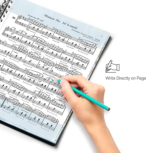 Miniatura 2 de Carpeta de partituras (3 unidades, color negro)  40 fundas para mostrar 80 páginas organizador de carpetas en espiral para soporte de música  Se