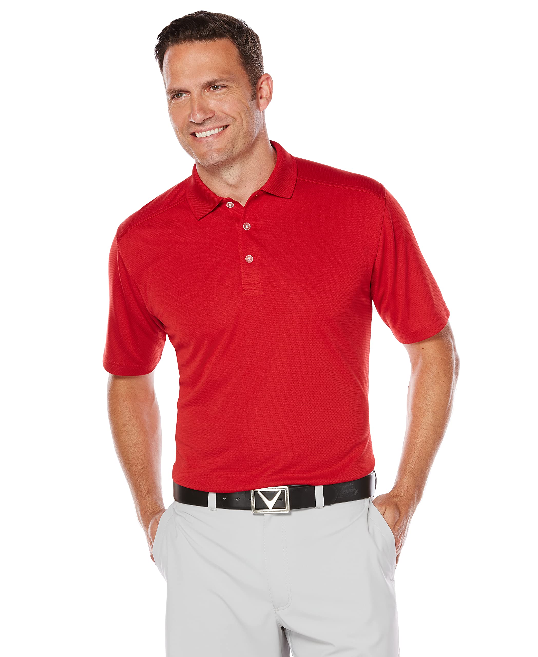 Callaway Men's Golf Short Sleeve Core Performance Polo Shirt, Chili Pepper, Large
