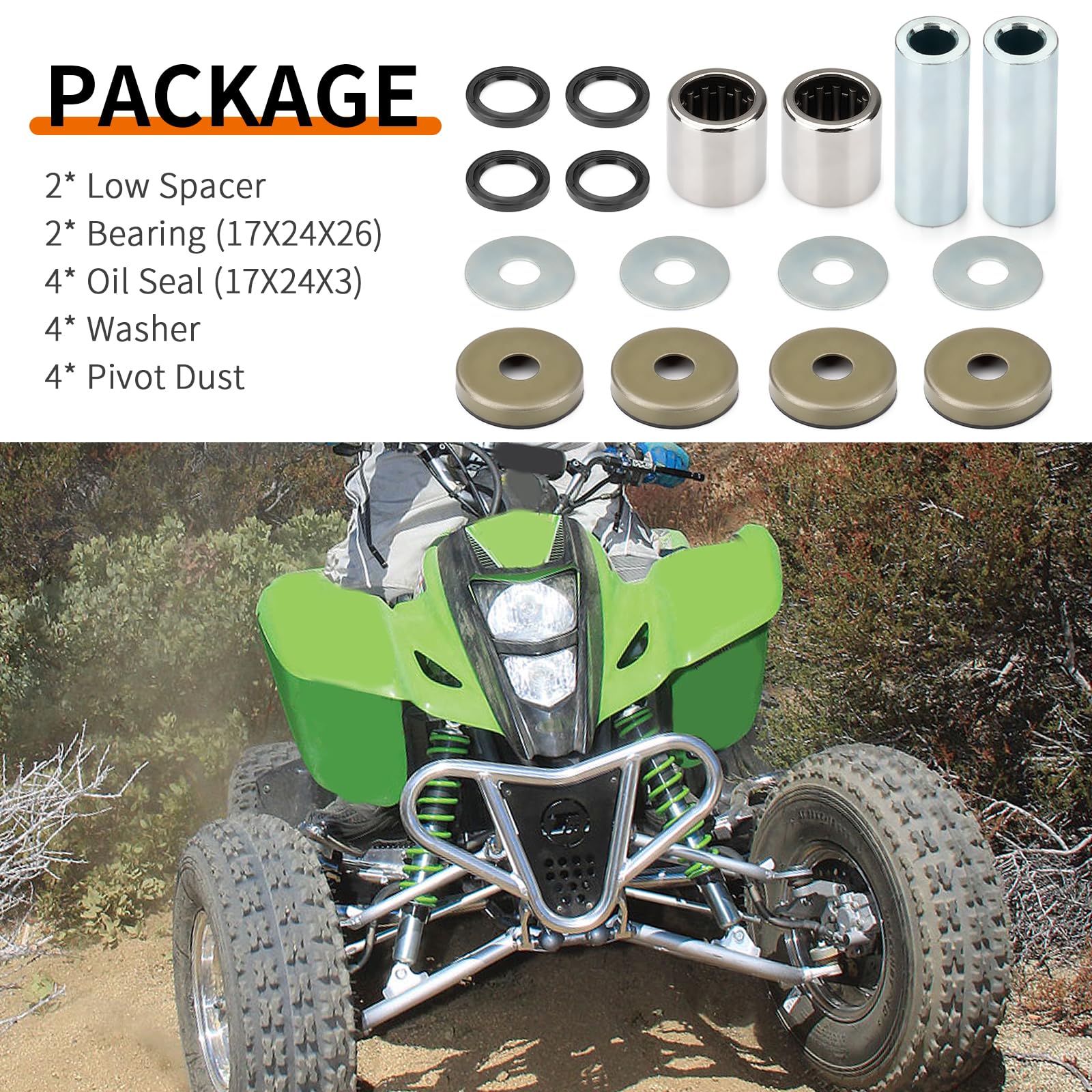 Amazon.com: Front Lower A-Arm Bushing Shaft Seal Kit for Suzuki LT