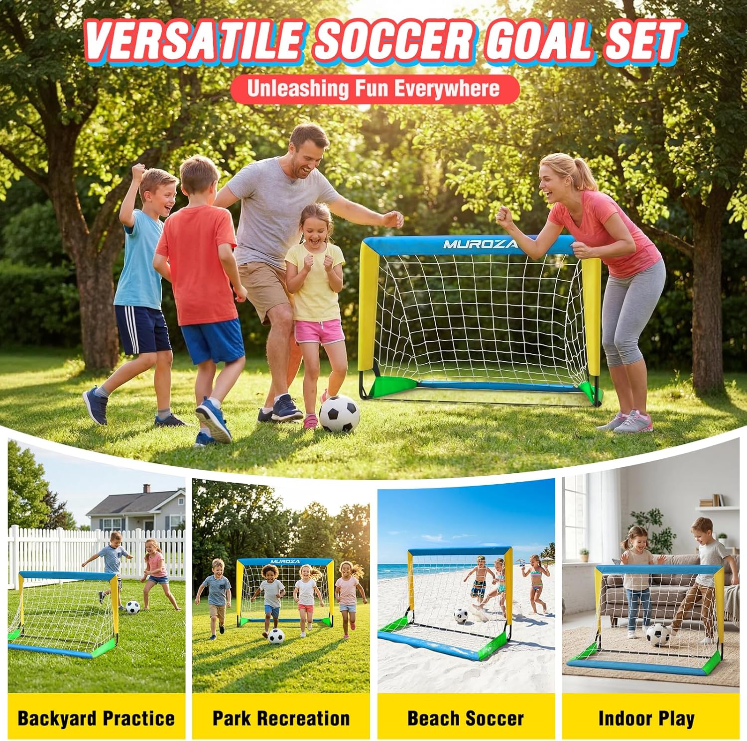 Kids Soccer Goal, Soccer Goals for Backyard Set, 2 Pack of 2x1.5ft Portable Pop Up Soccer Net Set with Ball, Cones, Complete Training Equipment for Youth Ages 3-8