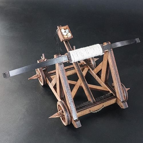 Miniatura 8 de Catapulta animosa del período romano europeo Carro antiguo 3D rompecabezas de madera modelos kits de montaje juguetes divertidos kit de construcción