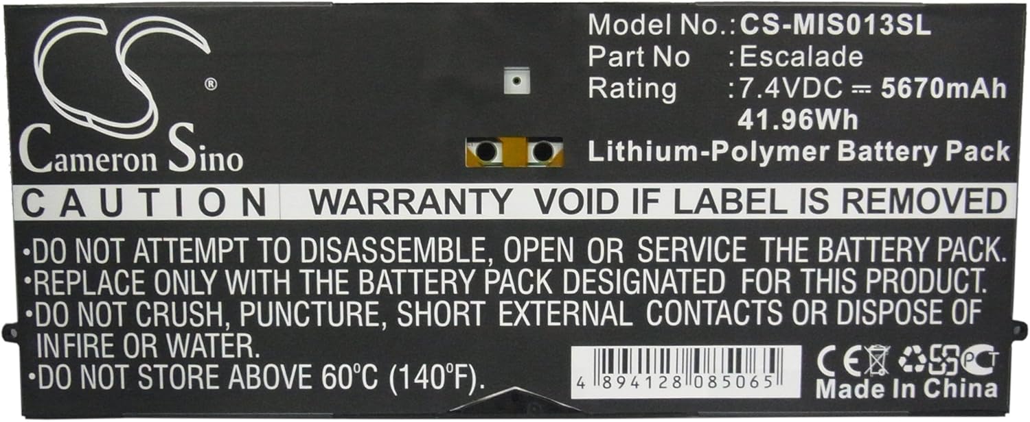 Cameron Sino Battery for Microsoft 9SR-00013, Surface Pro, Surface Pro 1 1514, Surface Pro 2, Surface Pro 2 1601, Surface Pro 64GB PN:Microsoft 2ICP5/94/104 5670mAh