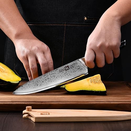 Miniatura 8 de Klaus Meyer Luxor - Cuchillo de chef de 8 pulgadas, cuchillo de cocina de damasco, cuchillo de chef japonés VG10 de acero inoxidable de alto carbono