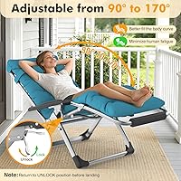 Vista 3 de Slendor Oversized Zero Gravity Chairs XL, 29IN Padded Anti Gravity Chair, Zero Gravity Lounge Chair, Folding Reclining Patio Chair w/Aluminum Alloy