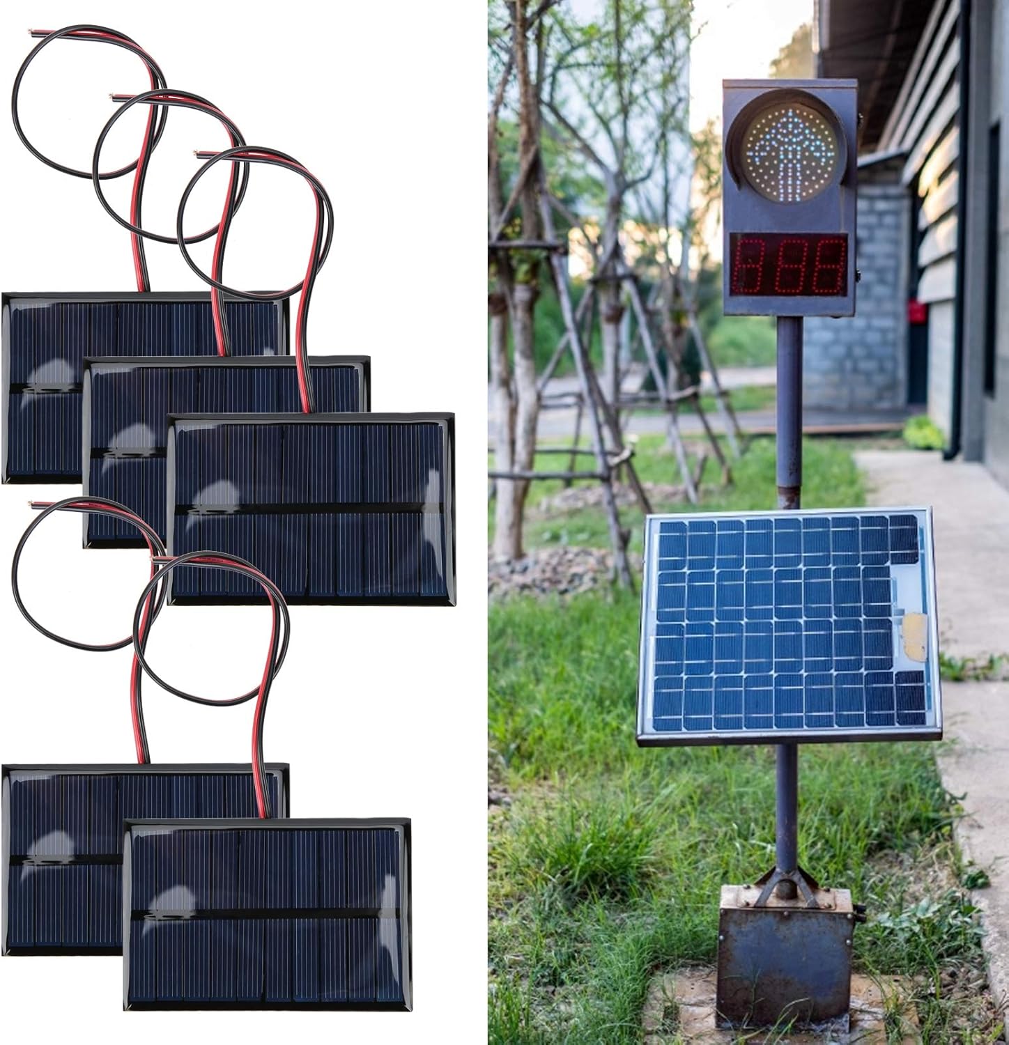 5pcs Mini Small Solar Panel Module, DC5V 150mA Solar Panel Module with 30cm/11.8in Wire Weather Resistant Charging, Solar Panel Starter Kit