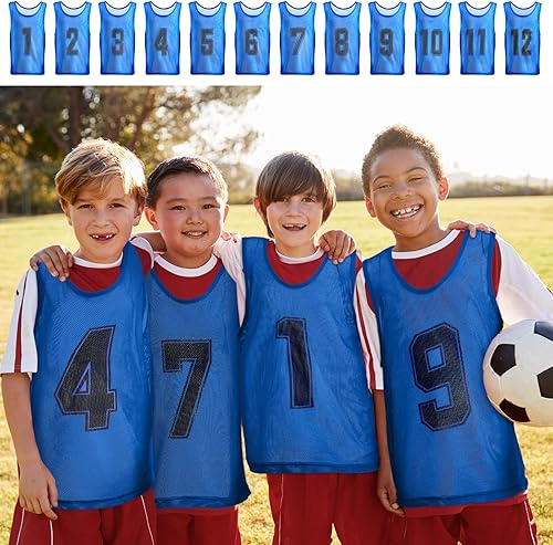 Miniatura 5 de 24 piezas de camisetas de entrenamiento para jóvenes, adolescentes y adultos, con malla reversible