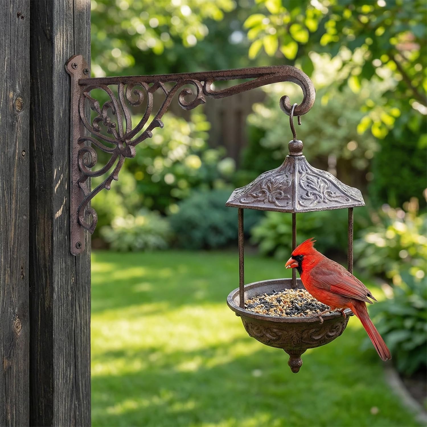 Z metnal Cast Iron Plant Hanger - 12 inch Rustic Wall Mounted Hanging Basket Holder for Outdoor Garden, Patio, Porch Decor - Heavy Duty Metal Hook Bracket
