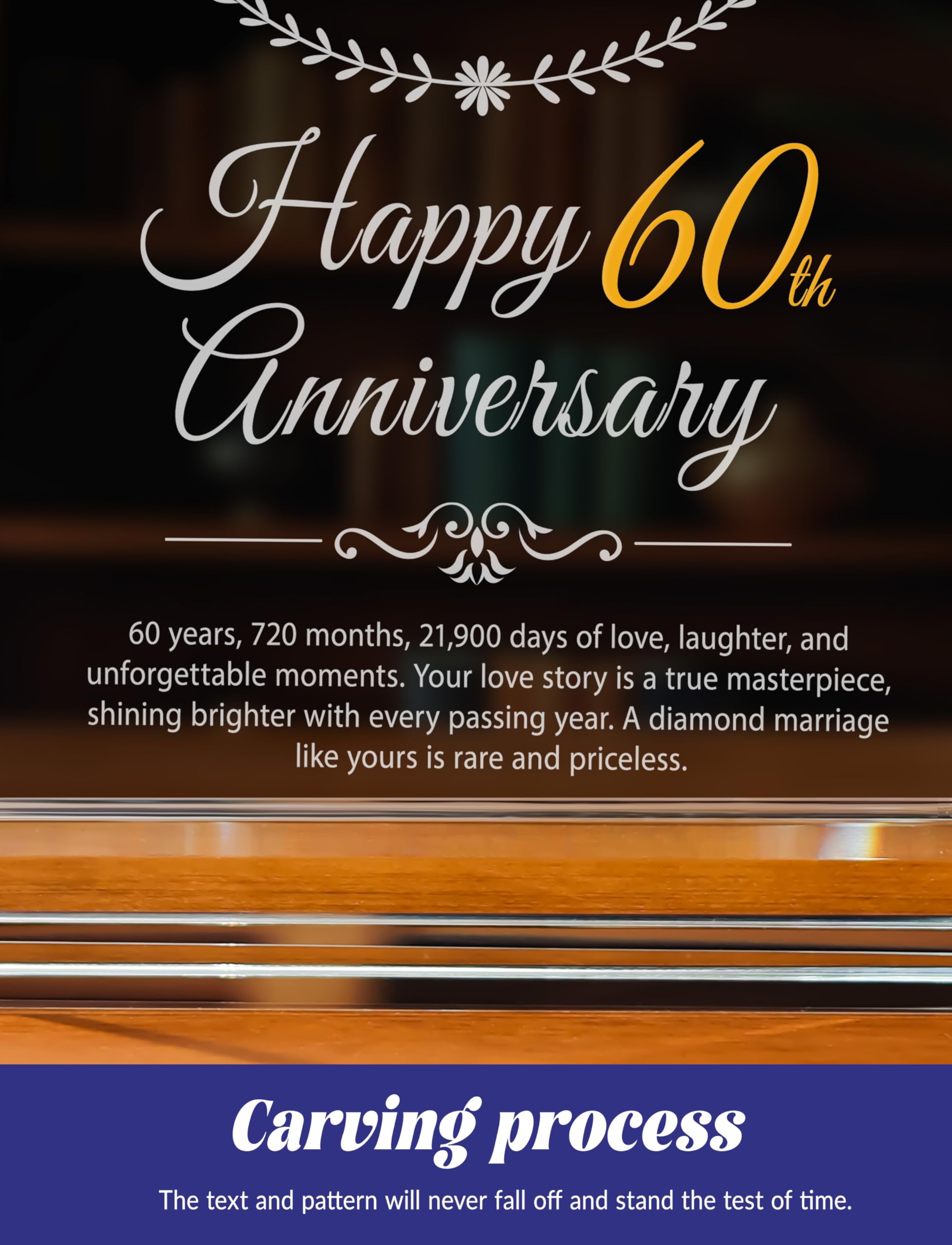 Quarzuhr aus Glas zum 50. Hochzeitstag, Geschenk zum 50. Hochzeitstag, Dekoration für Eltern, Großeltern, Paare
