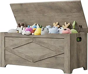 GAOMON Storage Chest, Wooden Toy Storage Bench, Modern Style Lift-Top Toy Chest with Safety Hinge for Entryway, Bedroom, Living Room, Supports 300 Lb and Easy Assembly