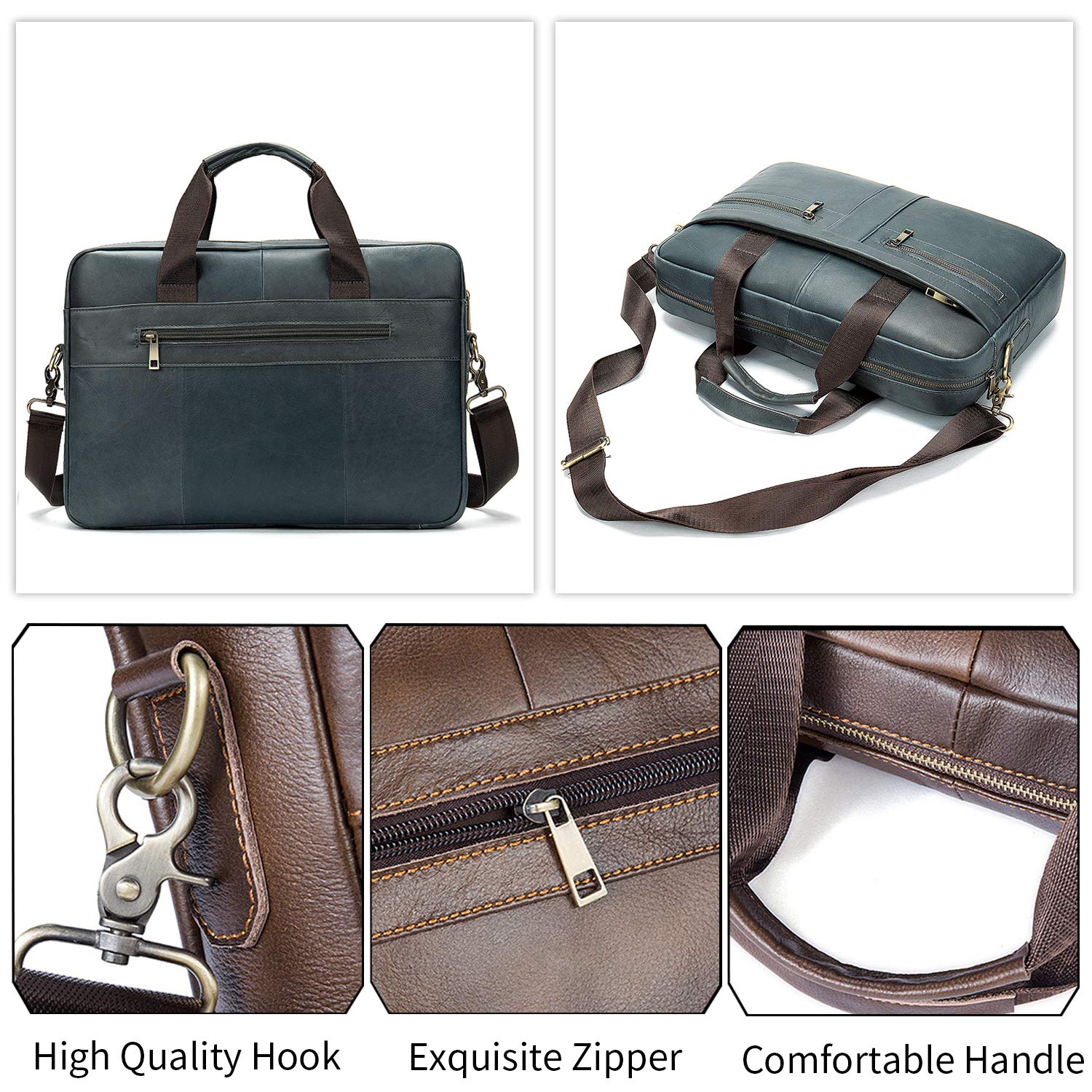 FANDARE Uomo Ventiquattrore Business Borsa a tracolla Pelle borse a spalla Impermeabile Borsetta Crossbody Messenger Bag