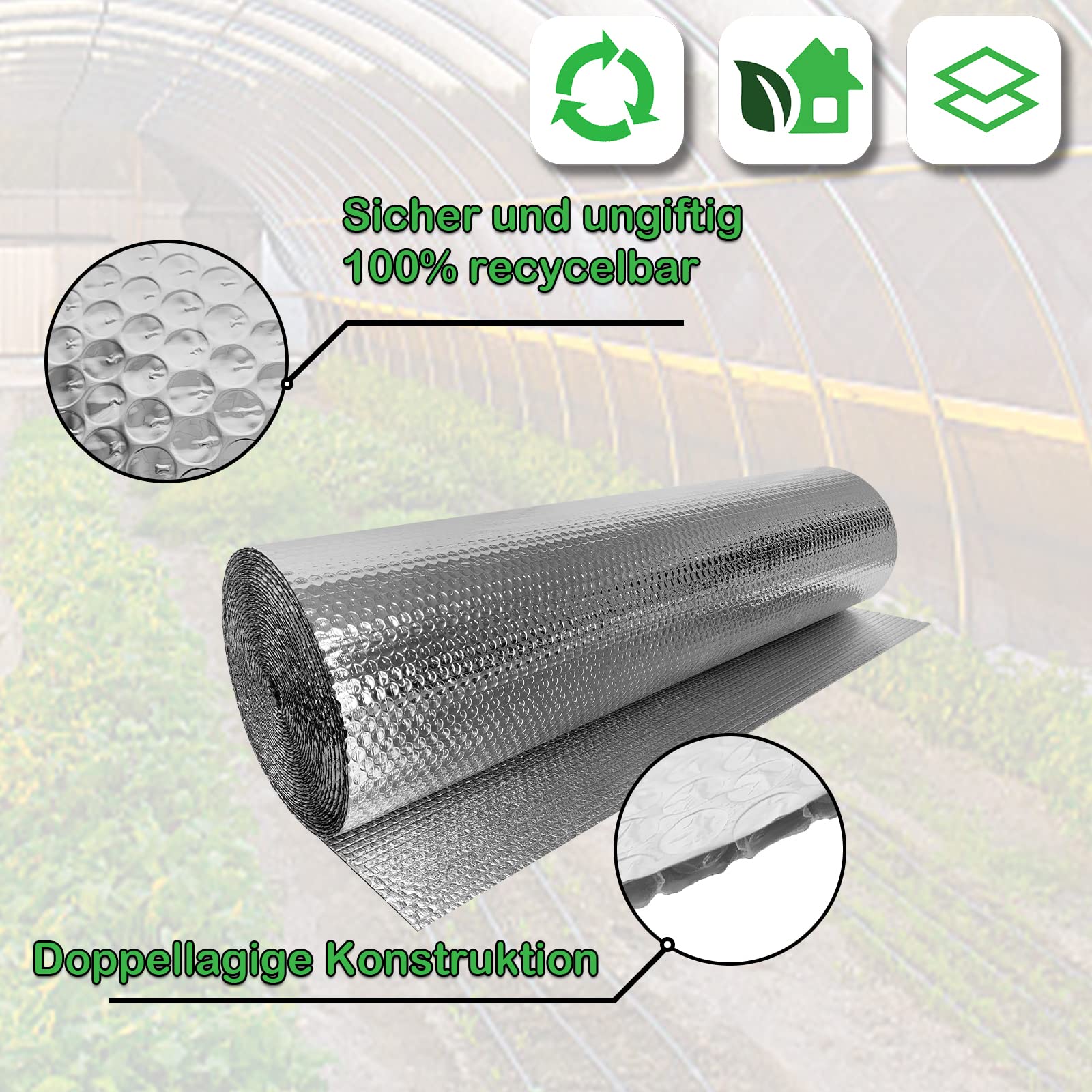 LZQ - Película aislante aislante de aluminio para radiadores (3-4 mm, para aislamiento de techos, suelos, paredes 1 × 30 m), color plateado