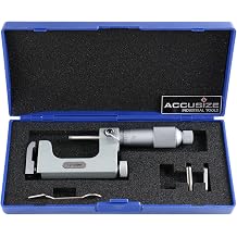 Accusize Industrial Tools 1-2 x 0.0001 Multi Anvil Micrometer in Fitted Box, P101-S101 | 0.0001" Resolution, 0.00016" Accuracy, Flat and Round Anvils, 5 mm Round Anvil Diameter