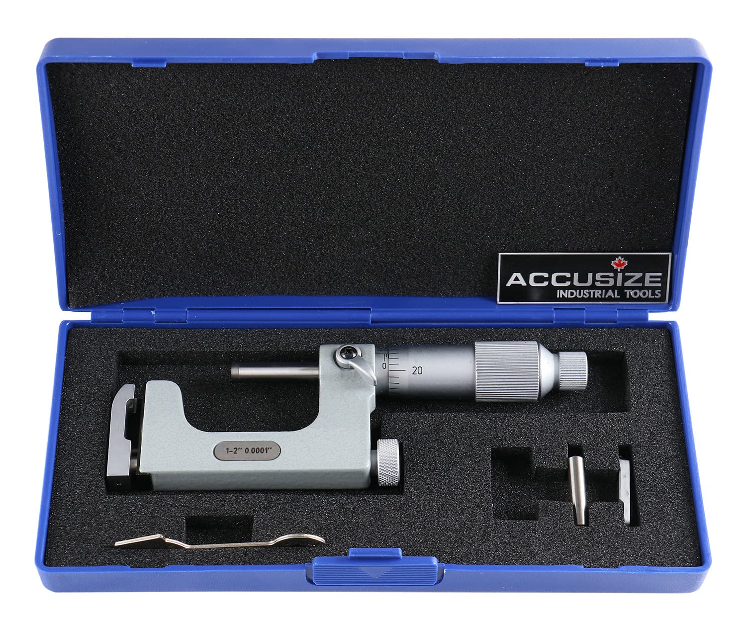 Accusize Industrial Tools 1-2'' x 0.0001'' Multi Anvil Micrometer in Fitted Box, P101-S101