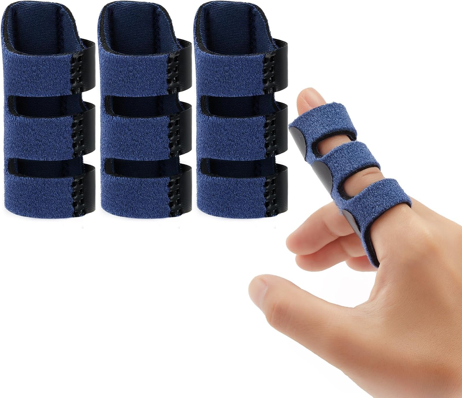 Finger Splint - 3pcs Upgraded Finger Support Trigger Finger Brace with 3 Adjustable Fixing Belt Mallet Finger Splints for Straighten Broken Bent Finger & Arthritis Pain Relieve