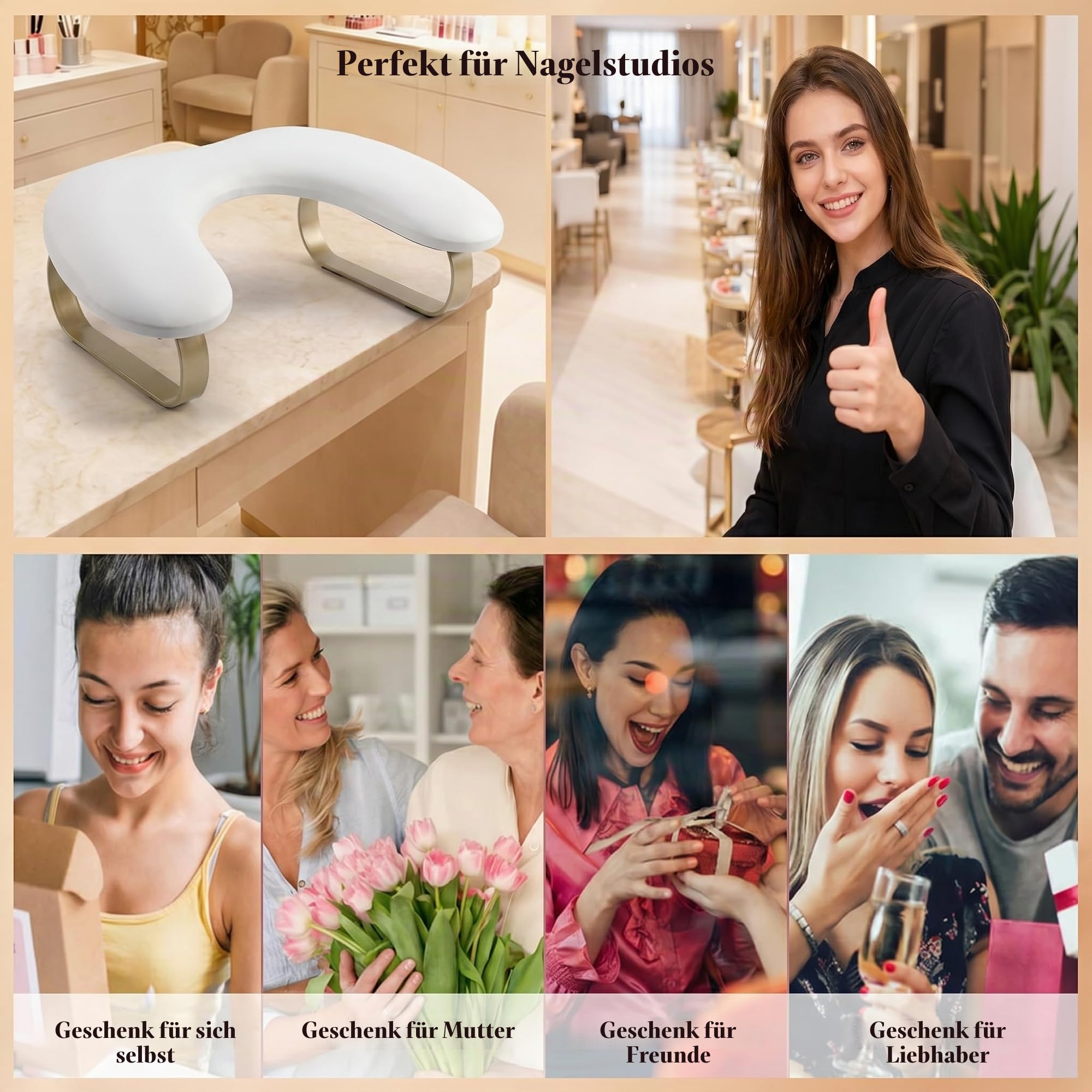 C-Förmig Handauflage Nagelstudio: Goldener Bogen Wrist Rest - 45°Schräge Unterstützung Handablage Nagelstudio - Weicher und Elastischer Schwamm Handgelenkauflage für Handauflage Nägel