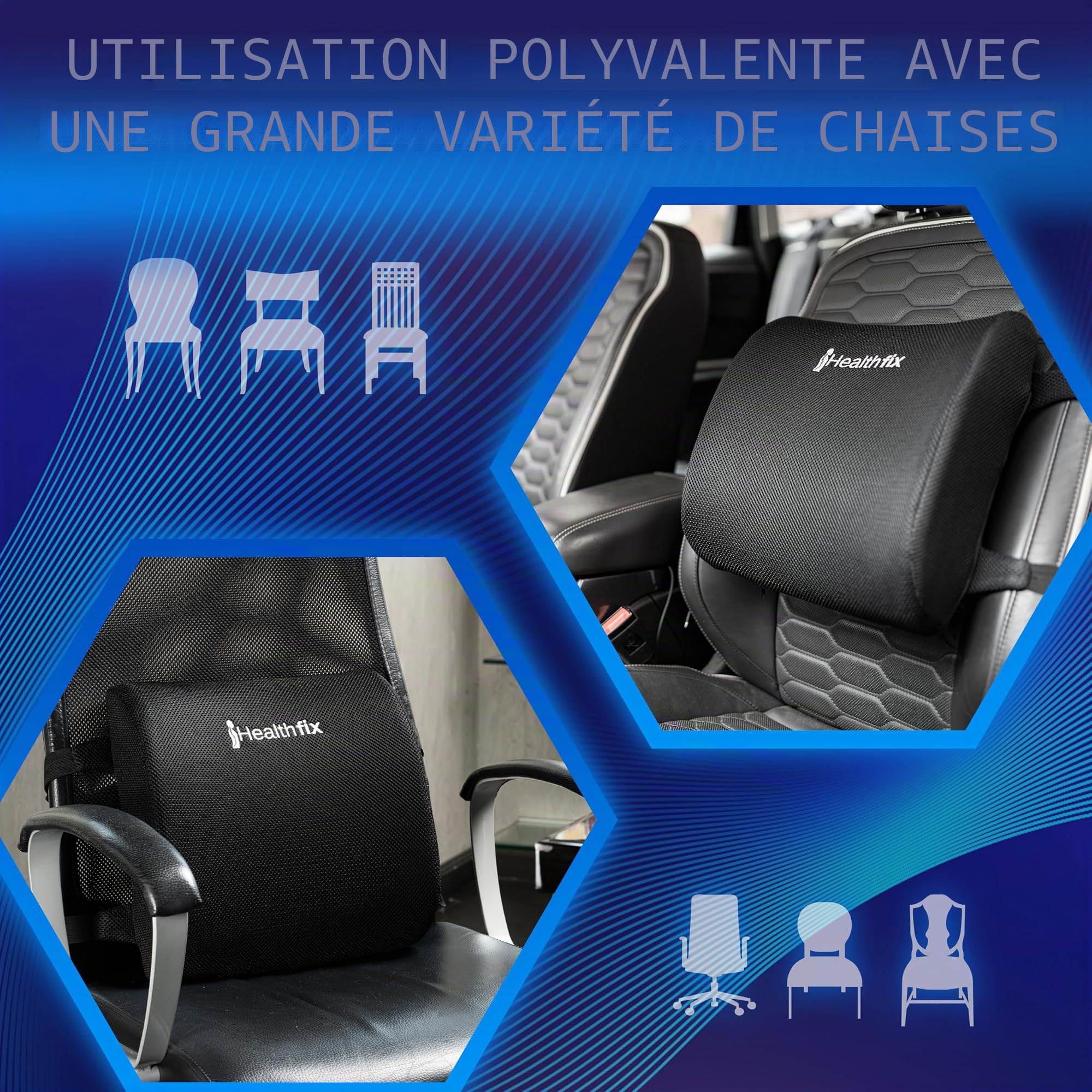 Healthfix® Coussin de soutien lombaire pour voiture | Coussin de dos pour aider à améliorer la posture (doux)