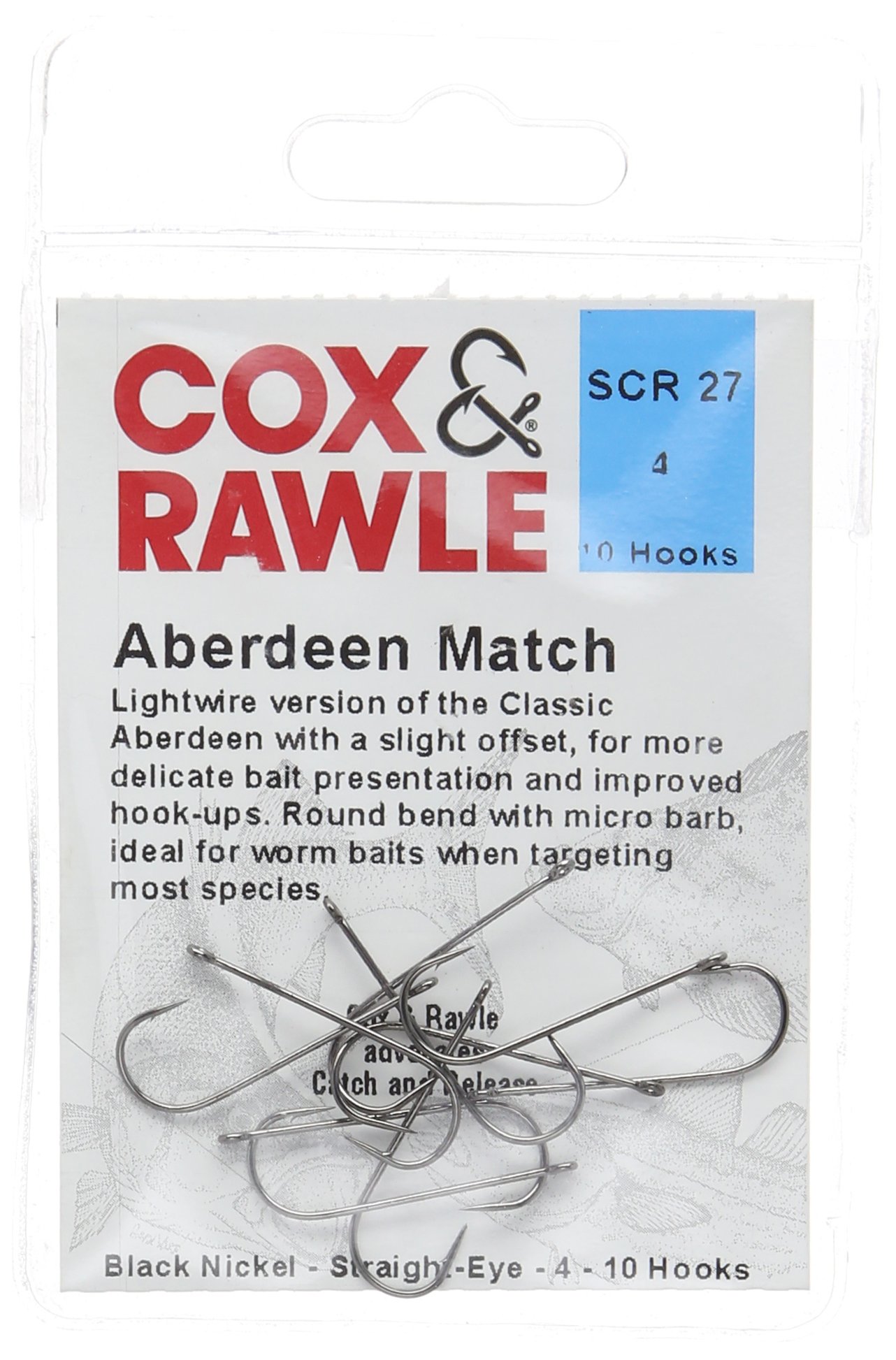 Cox & Rawle Aberdeen Match Sea Fishing Hook Size 4 Black (10pcs)