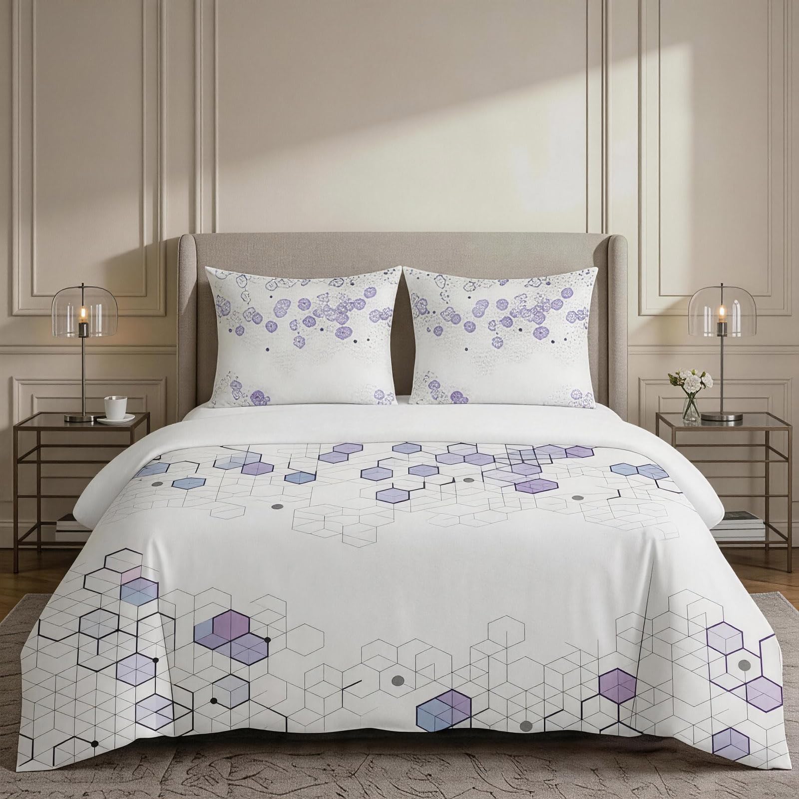 Housse de couette 120x150 cm anti-plis parure lit motif cube