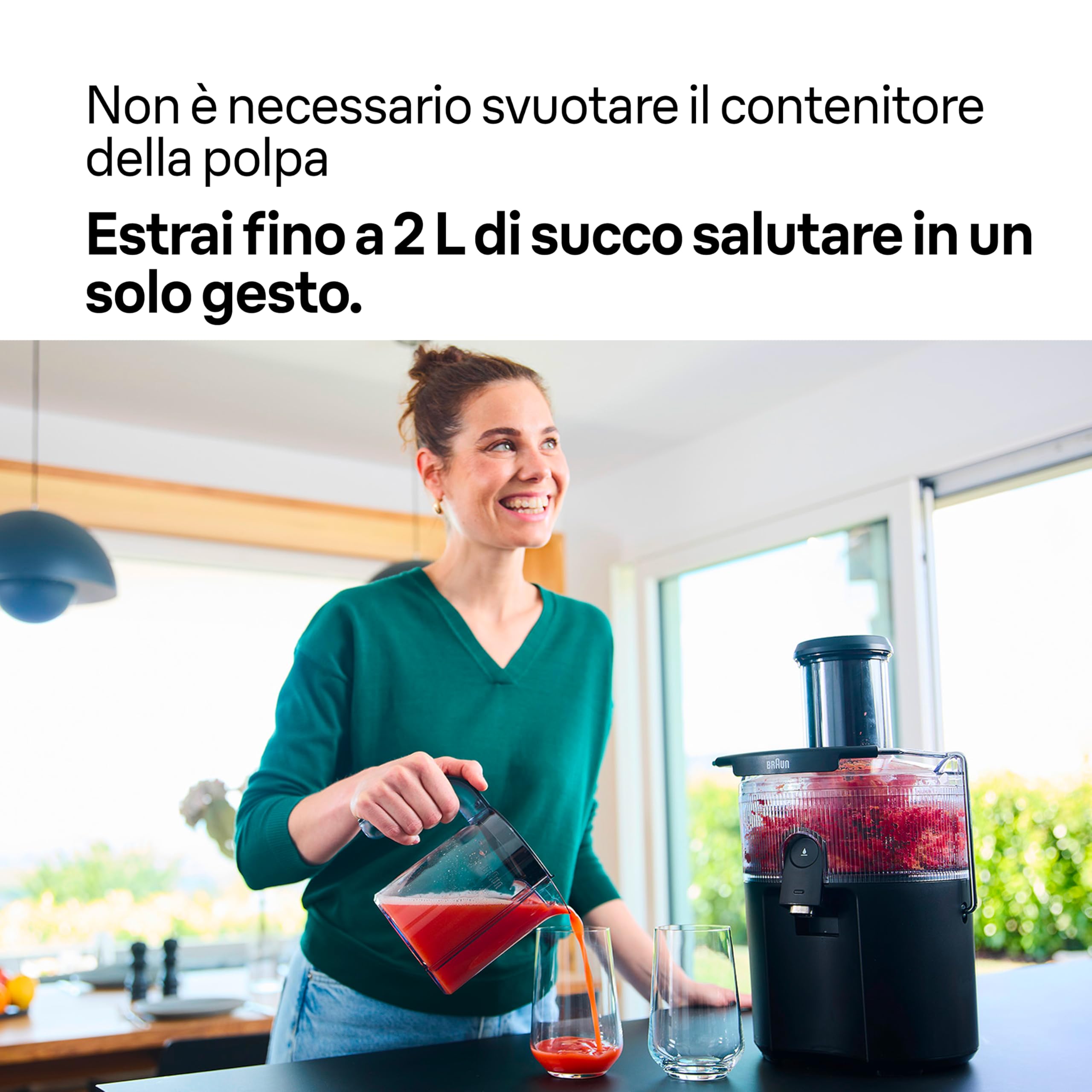 Braun MultiJuice 5 SJ5000, Estrattore Succo Centrifuga, Tecnologia ColdXtract, Tubo di Riempimento 75 mm, Contenitore 1.5L, Sistema Antigoccia e di Sicurezza Quadruplo, Filtro Acciaio Inox, 800W, Nero
