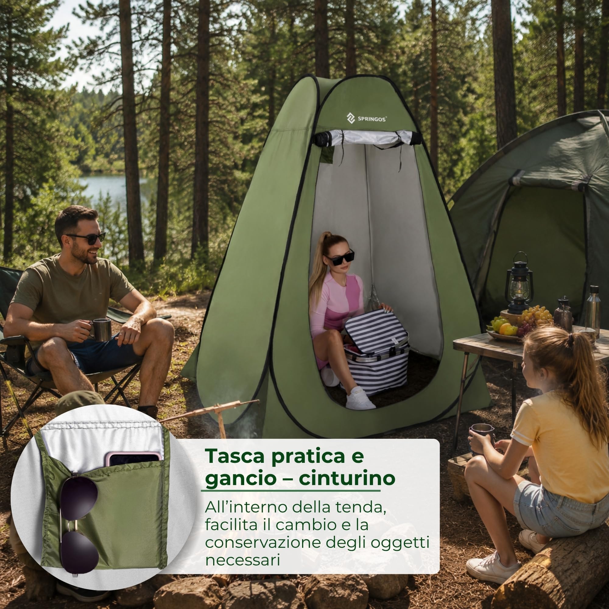 SPRINGOS Spiaggia spogliatoio, tenda multifunzione, tenda da spogliatoio, tenda pop-up in spiaggia, con borsa per il trasporto, compatta e leggera