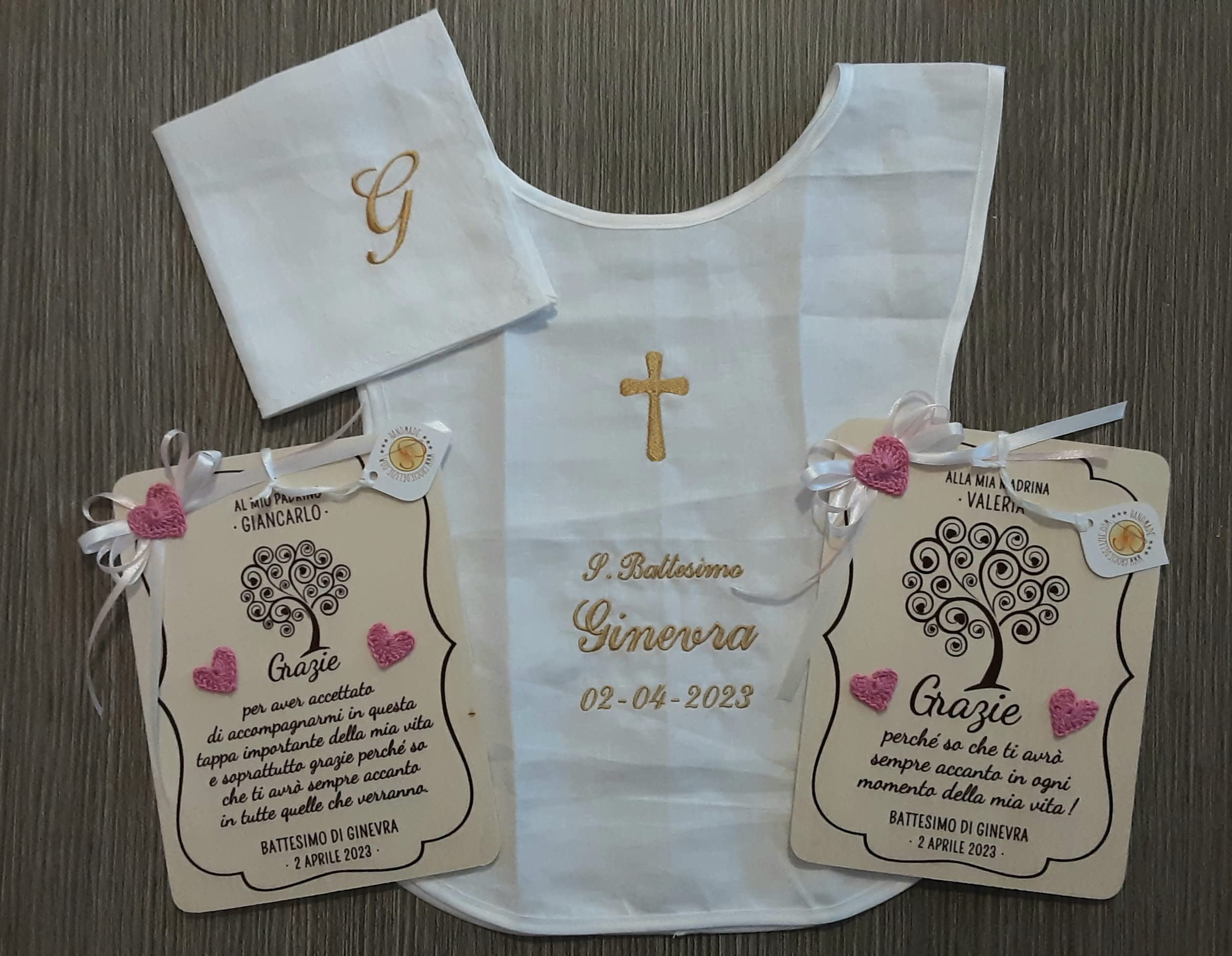 Crociedelizie, targa targhetta tavoletta ricordo ricordino per madrina padrino battesimo cresima idea regalo ringraziamento personalizzata nome e data completa di scatola regalo in omaggio