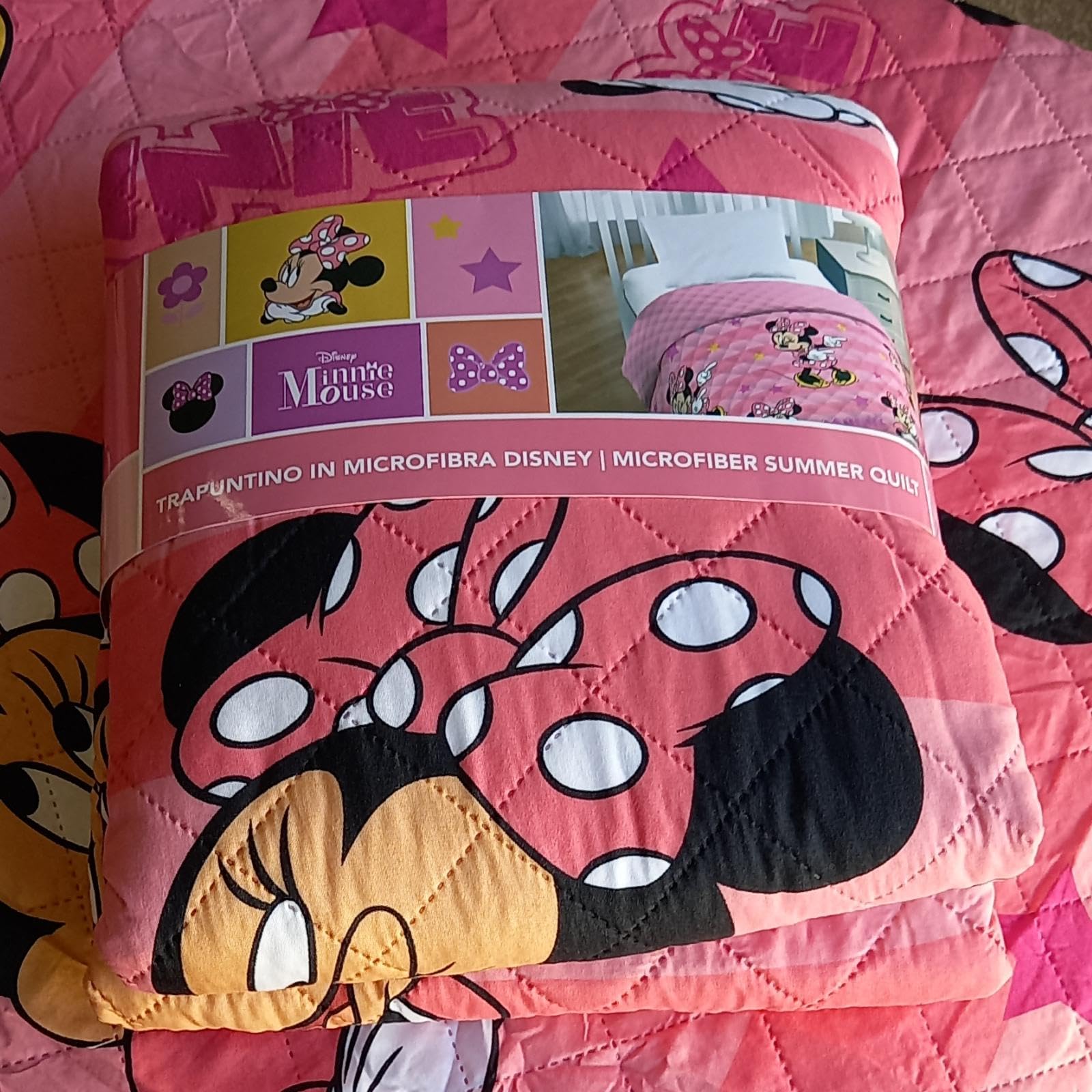 Trapuntino Singolo Primaverile Estivo Personaggi Cartoons Copriletto Trapuntato Leggero Bambini (Minnie)