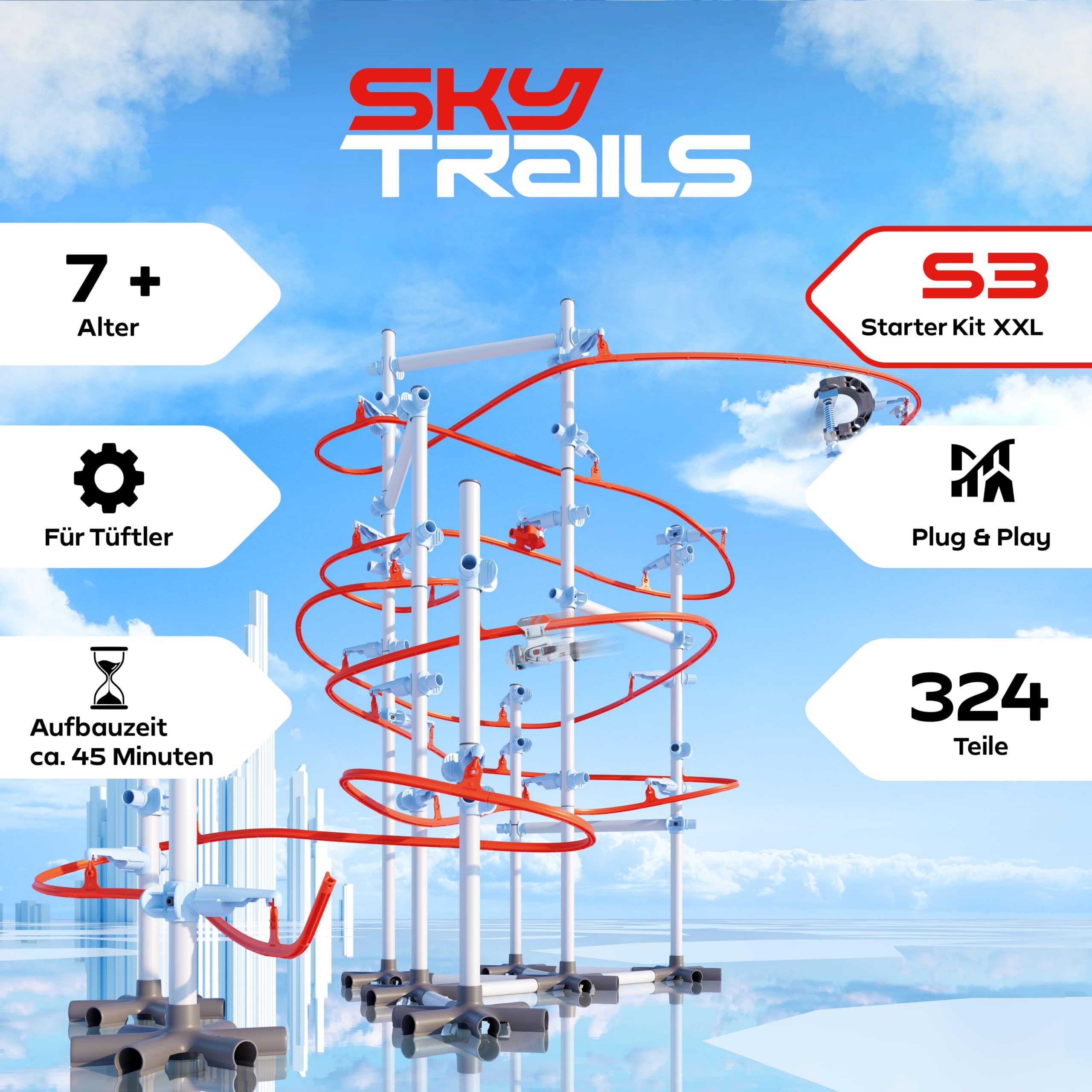 Sky Trails | Starter Kit XXL | Großes Streckenbau‑Set mit extra vielen Bauteilen, Zubehör & Action‑Elementen | Für Kinder ab 7 Jahren | 72269